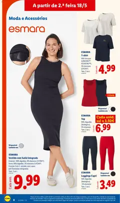 Pré-visualização ESMARA Vestido com Sutiã Integrado, Exterior: 94% algodão, 6% elastano (LYCRA®); forro: 95% algodão, 5% elastano (LYCRA®) Função 2 em 1: vestido com copas pré-formadas integradas Tam. S ao L válido de 18.05.2026 | Página: 8 | Produtos: Top, Algodão, Sutiã, Leggings