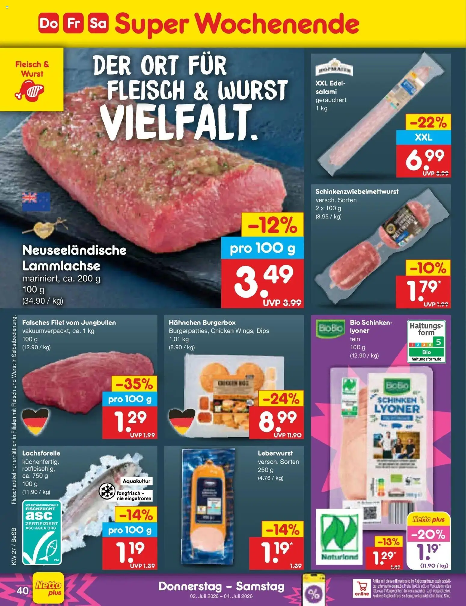 Netto Marken-Discount Prospekt Kremmen – gültig ab 29.06.2026 | Seite: 58 | Produkte: Hahnchen, Wurst, Schinken, Fleisch