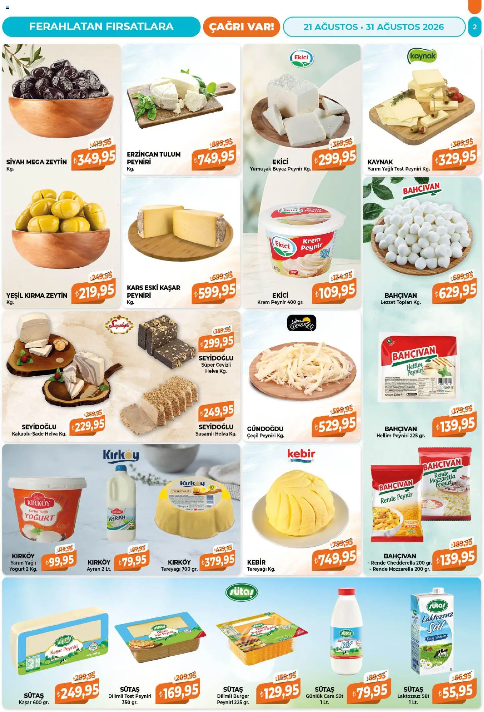 Çağrı Market Katalog - 21 Ağustos 2026 tarihinden itibaren geçerlidir | Sayfa: 2 | Ürünler: Krem, Tereyağı, Rende, Ekici
