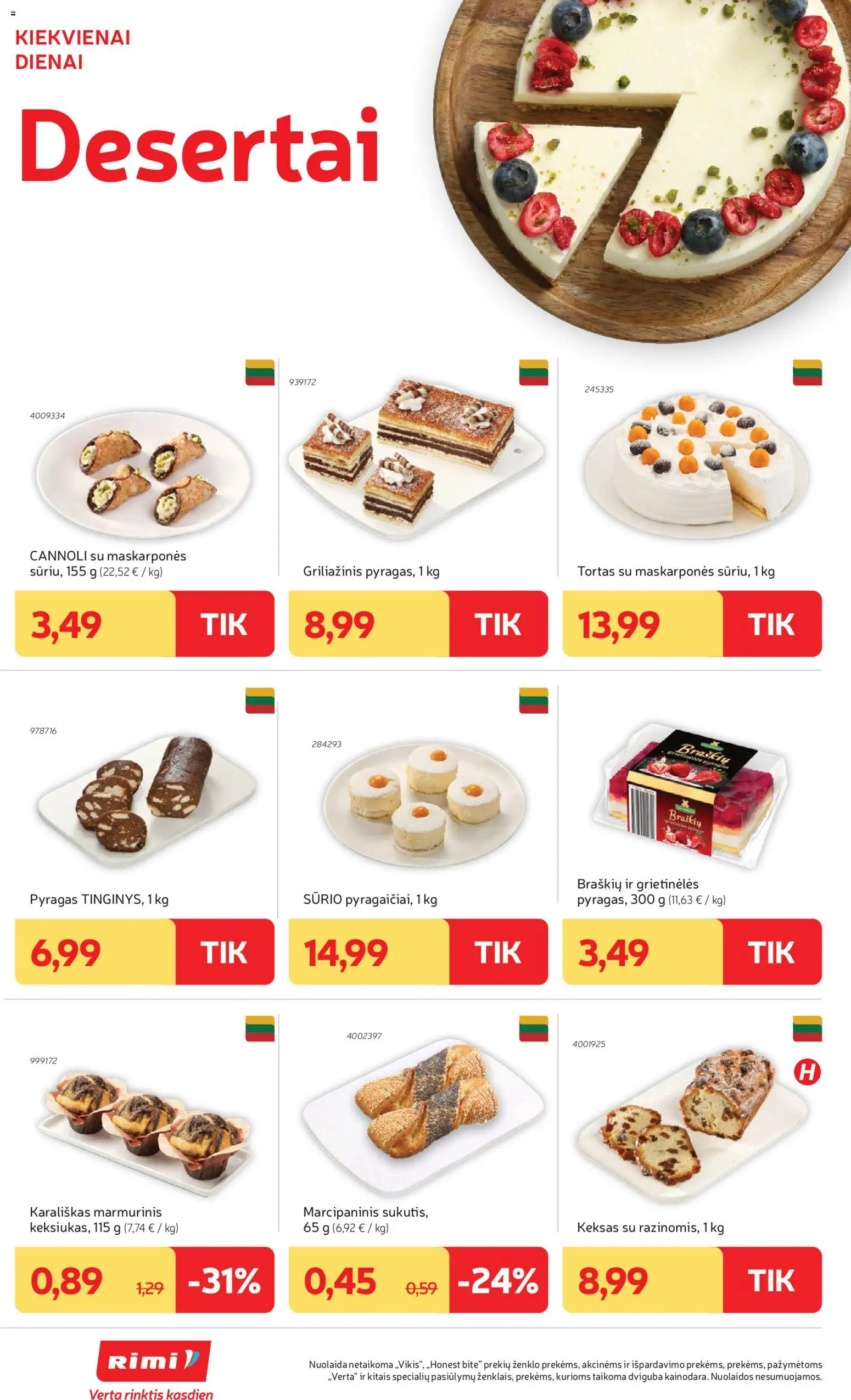Rimi akcijos nuo 2026.08.18 | Puslapis: 6 | Prekių: Tortas, Pyragas