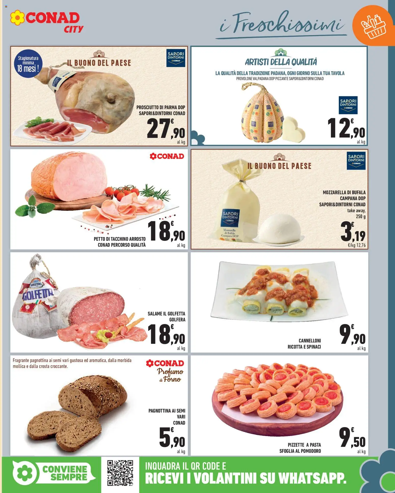 Volantino Conad del 23/10/2026 | Pagina: 9 | Prodotti: Salame, Tacchino, Pomodoro, Spinaci
