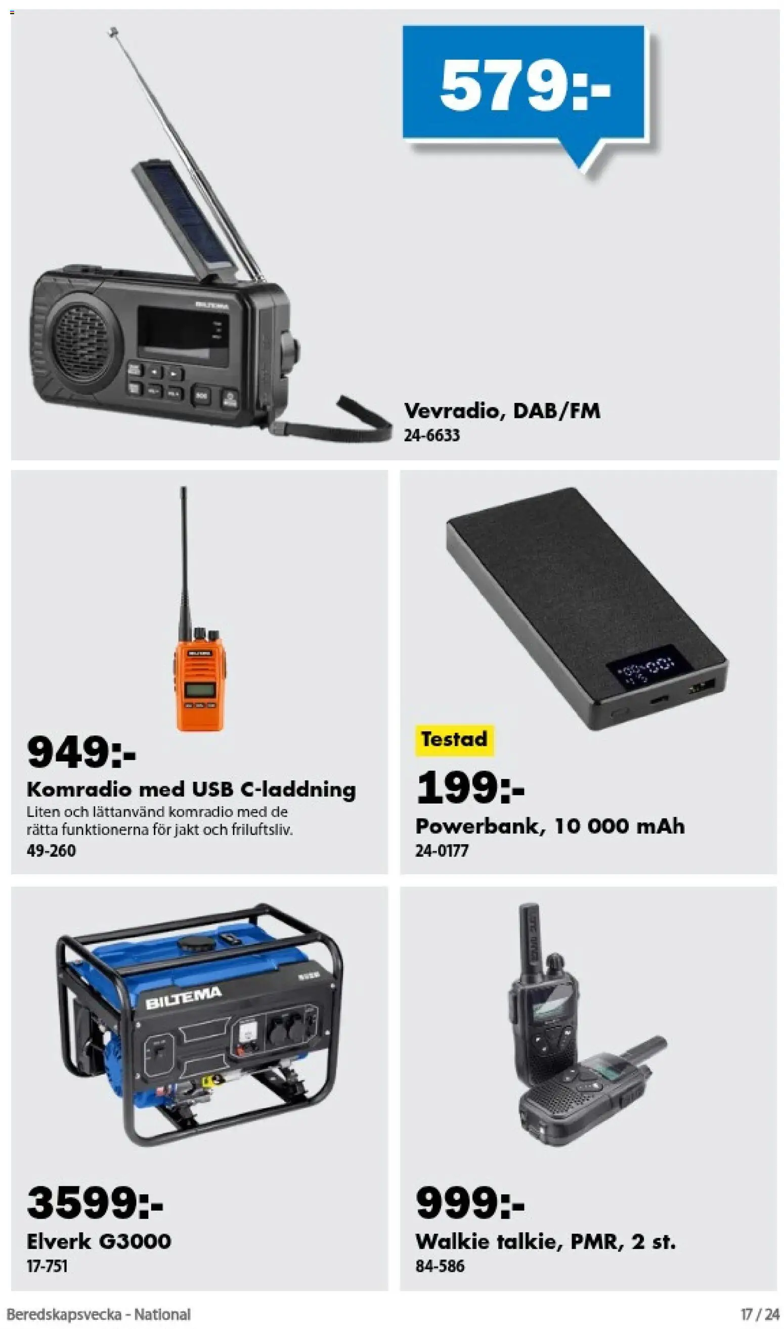 Biltema reklamblad aktuell från 20/09/2026 | Sida: 17 | Produkter: Elverk, USB