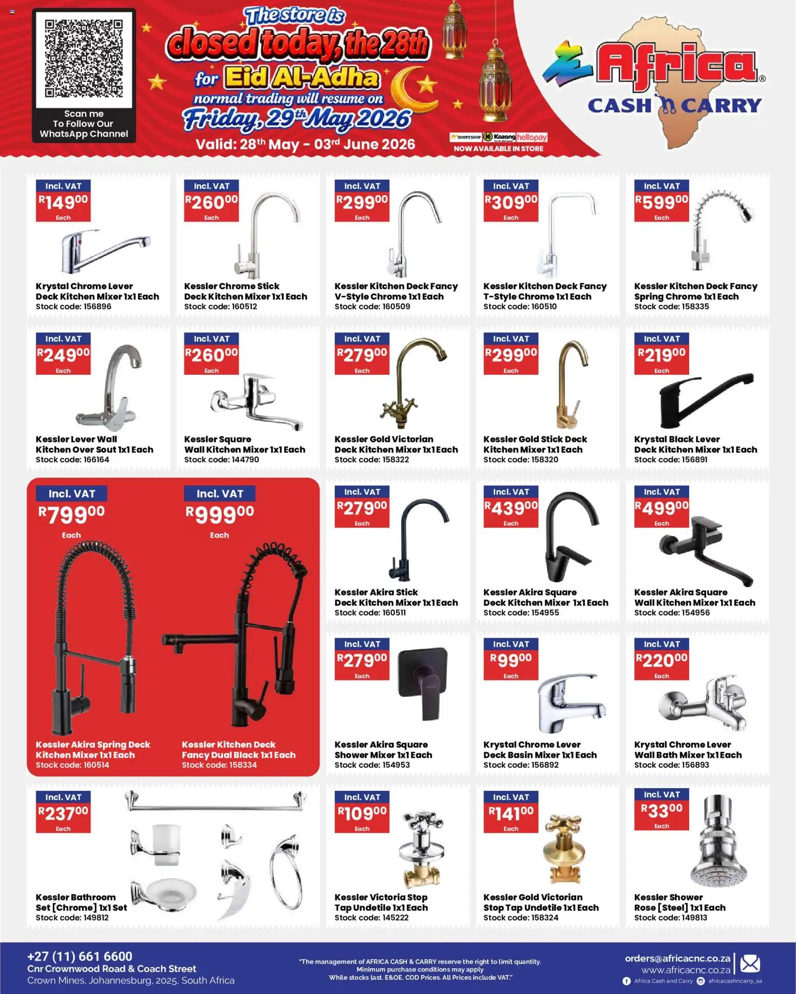 New Africa Cash & Carry catalogue – valid from 28.05.2026 | Page: 35 | Products: Shower, Basin, Tap, Shower set