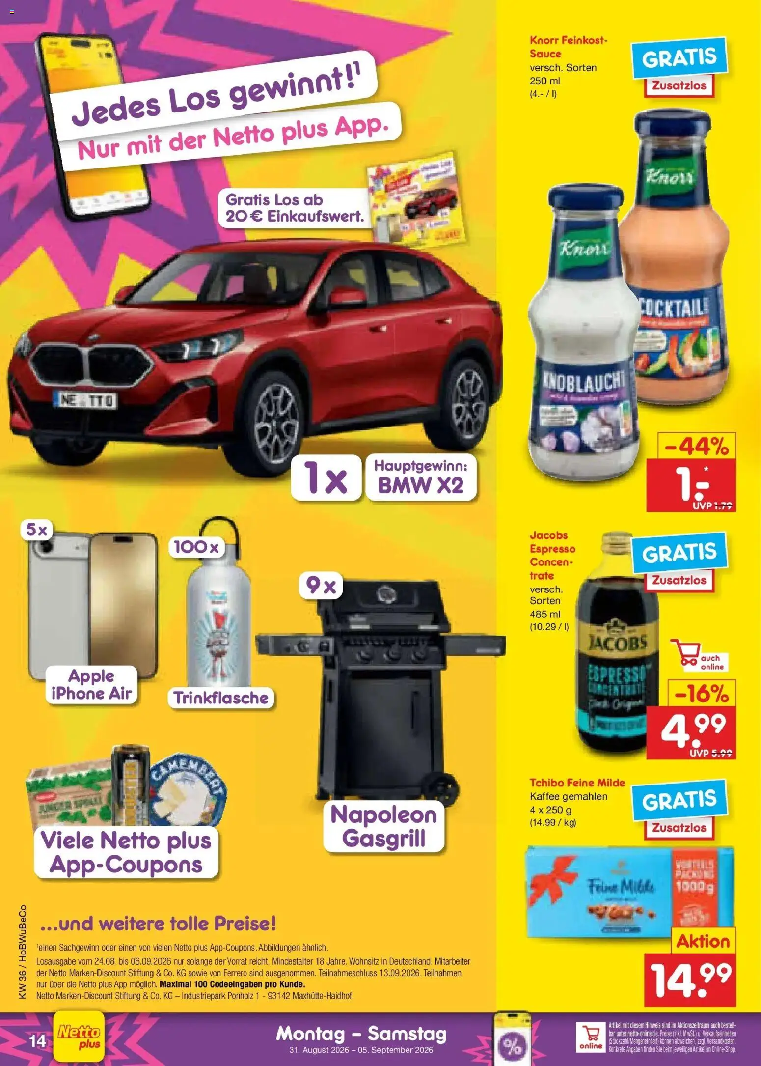 Netto Marken-Discount Prospekt Stemwede-Dielingen (ab 31.08.2026) » Angebote | Seite: 18 | Produkte: Kaffee, Knorr, Iphone, Apple