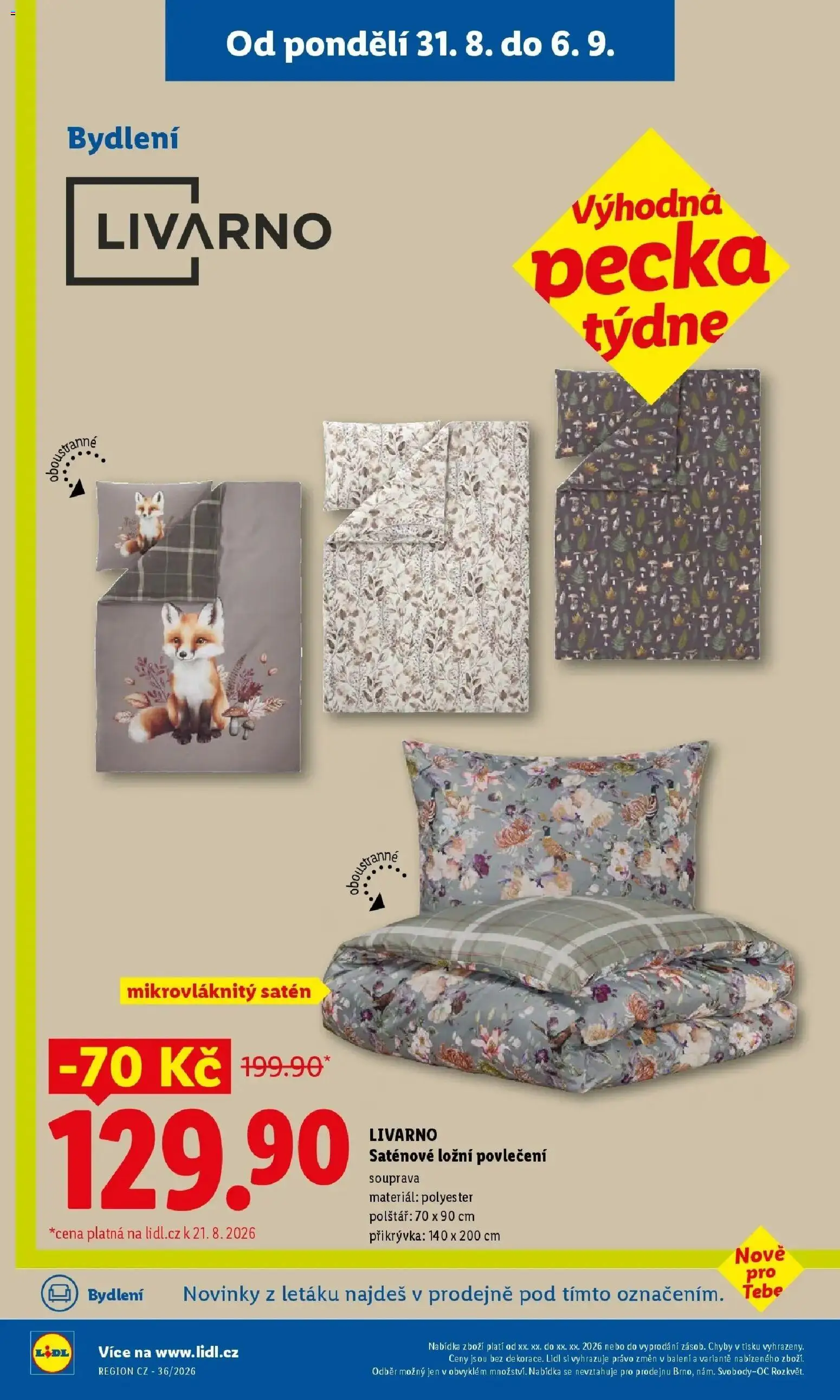 Lidl leták od 31.08.2026 - Nový akční leták | Strana: 7 | Produkty: Povlečení, Ložní povlečení, Polštář, Přikrývka