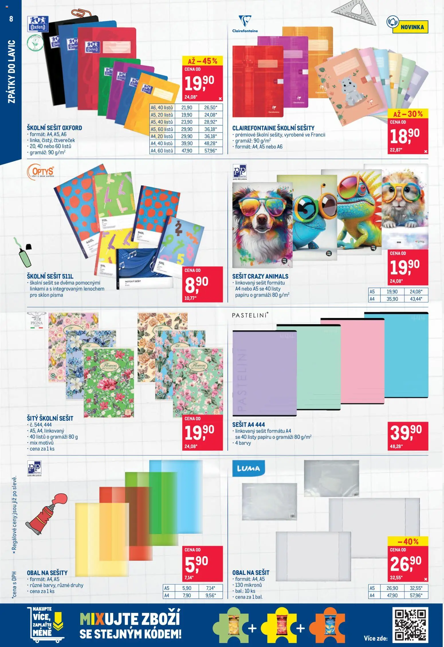 Makro leták - Nepotravinové zboží od 29.07.2026 | Strana: 8 | Produkty: Sešity, Sešit, Barvy