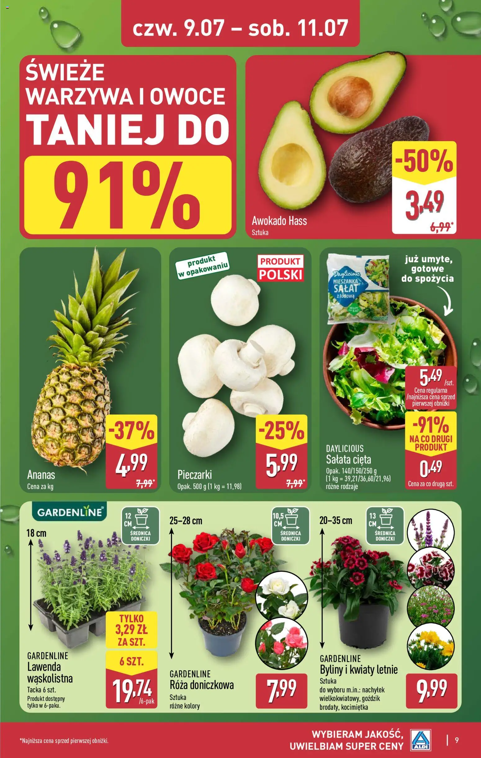 Aldi Polsko leták - Oferta weekendowa od 09.07.2026 | Strana: 9 | Produkty: Ananas, Salát