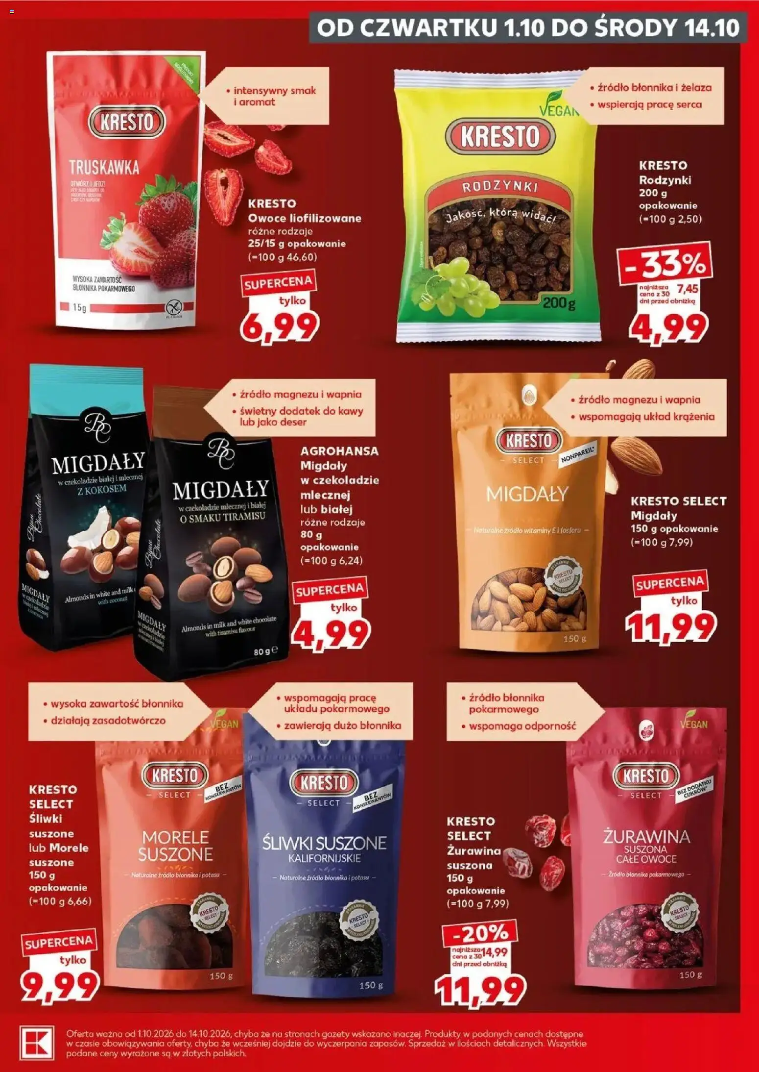 Kaufland gazetka - Super sobota od 08.10.2026 - od jutra PDF | Strona: 25 | Produkty: Suszone morele, Żurawina, Suszone śliwki, Owoce