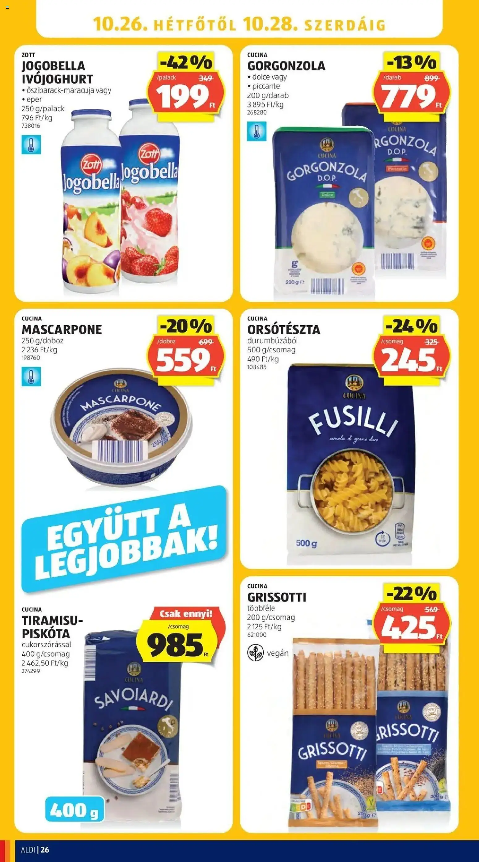 Aldi akciós ujság - amely érvényes a következő dátumtól: 2026.10.17. | Oldal: 26 | Termékek: Ivójoghurt, Doboz, Grissini, Eper