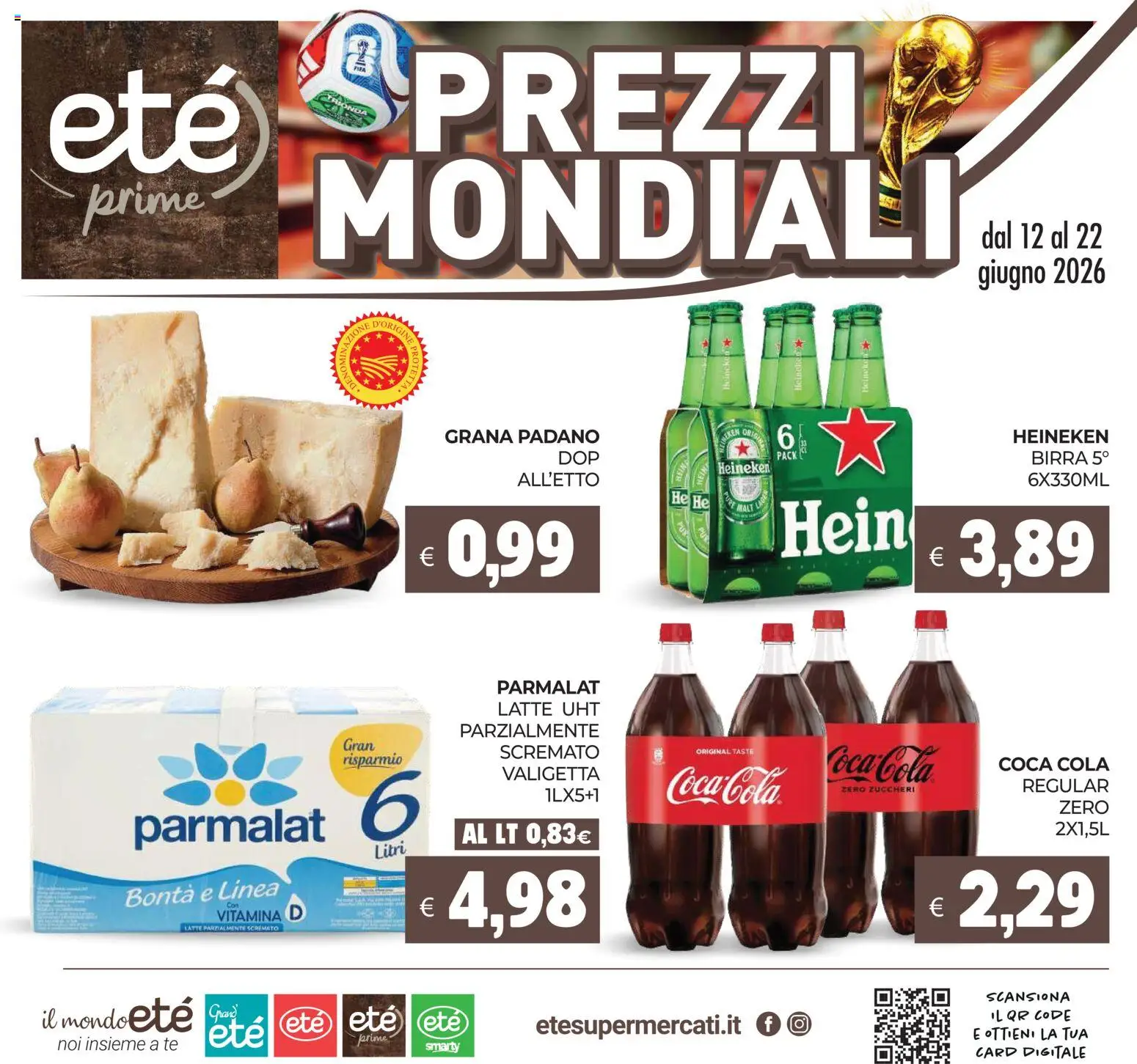 Volantino Eté del 12.06.2026 | Pagina: 1 | Prodotti: Birra, Grana Padano, Heineken, Coca Cola