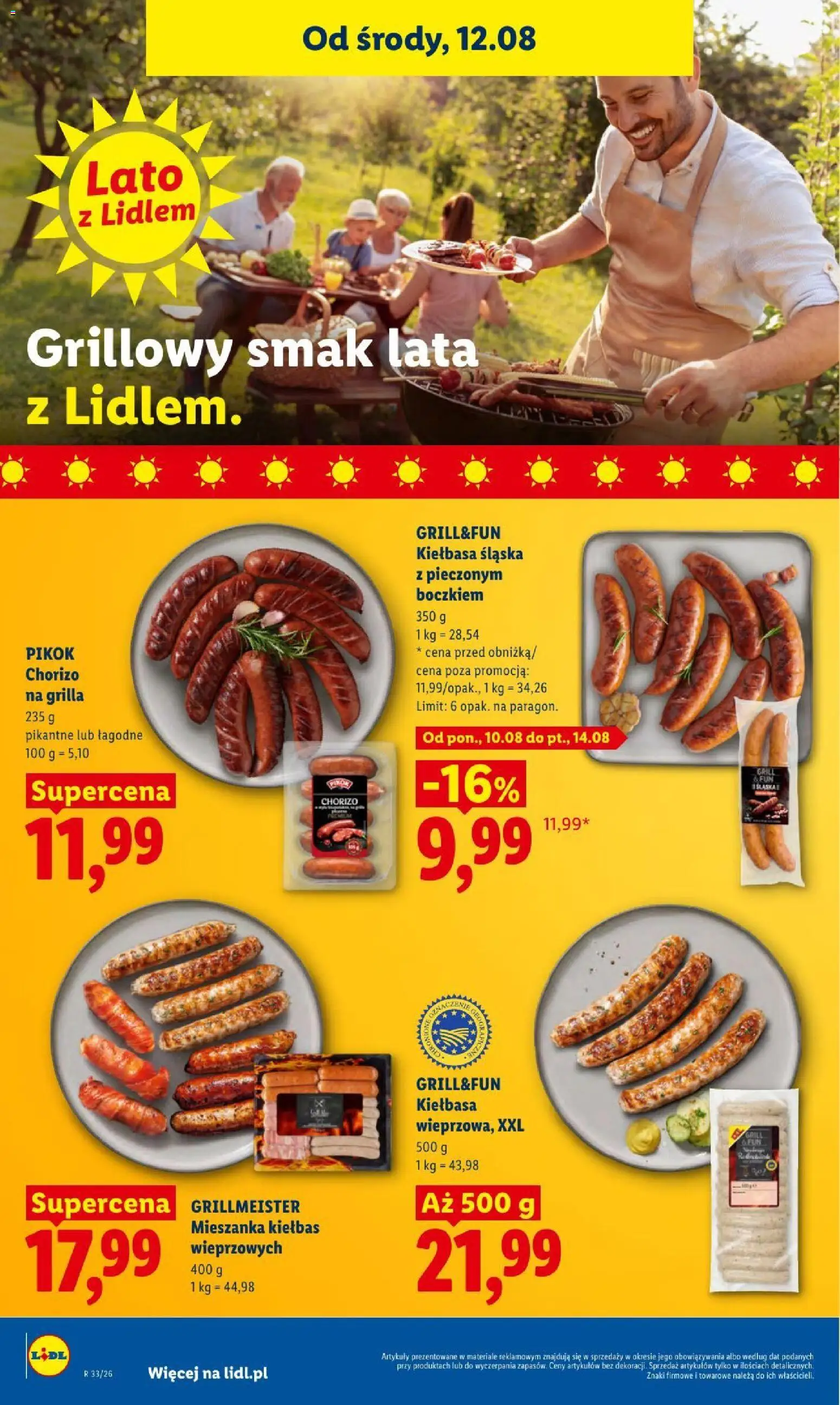 Lidl gazetka od 12.08.2026 | Strona: 52 | Produkty: Kiełbasa, Grill, Chorizo, Kiełbasa śląska
