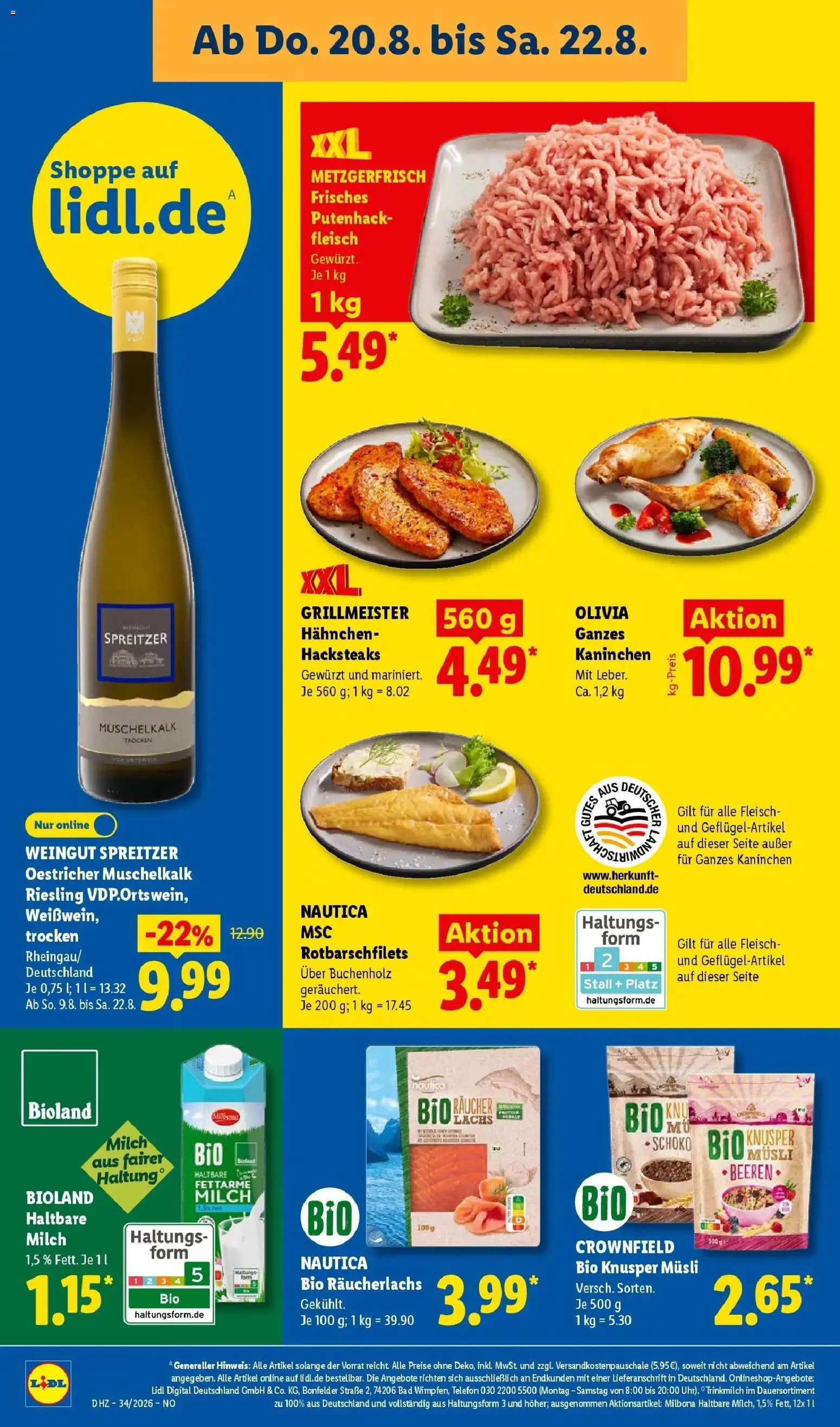 Lidl Prospekt Emlichheim (ab 17.08.2026) zum Blättern » Angebote | Seite: 54 | Produkte: Musli, Hahnchen, Milch, Lachs