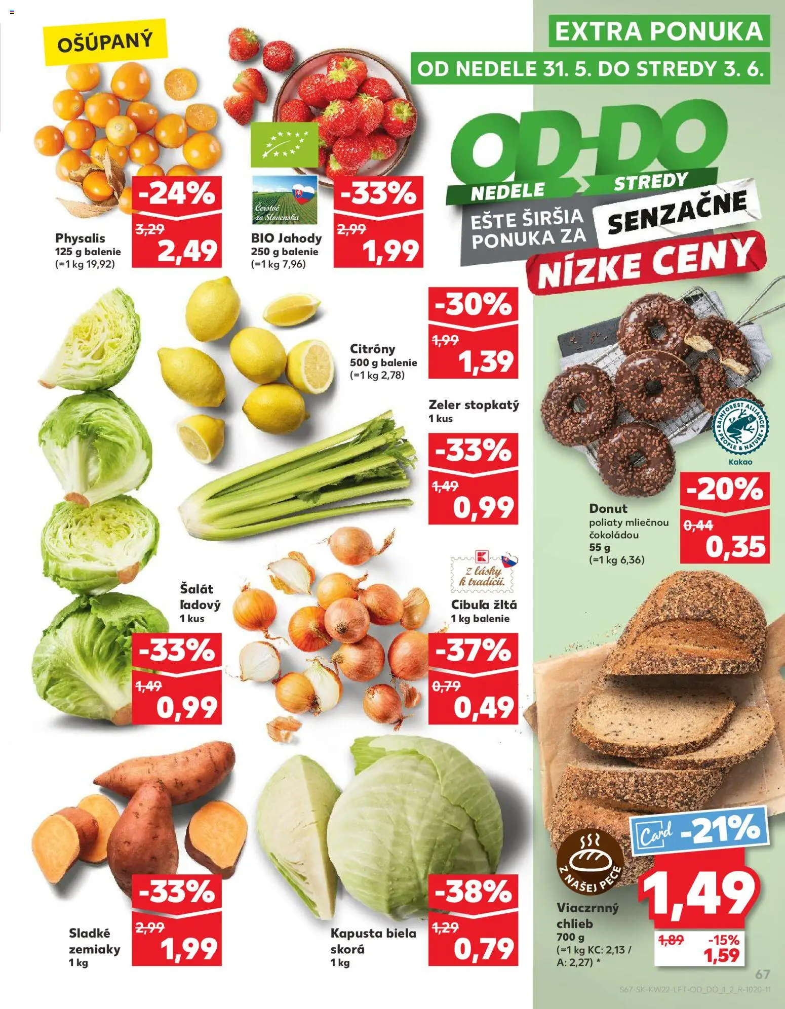 Nové Kaufland akcie – leták je platný od 28.05.2026 | Strana: 67 | Produkty: Donut, Kapusta biela, Šalát, Zeler