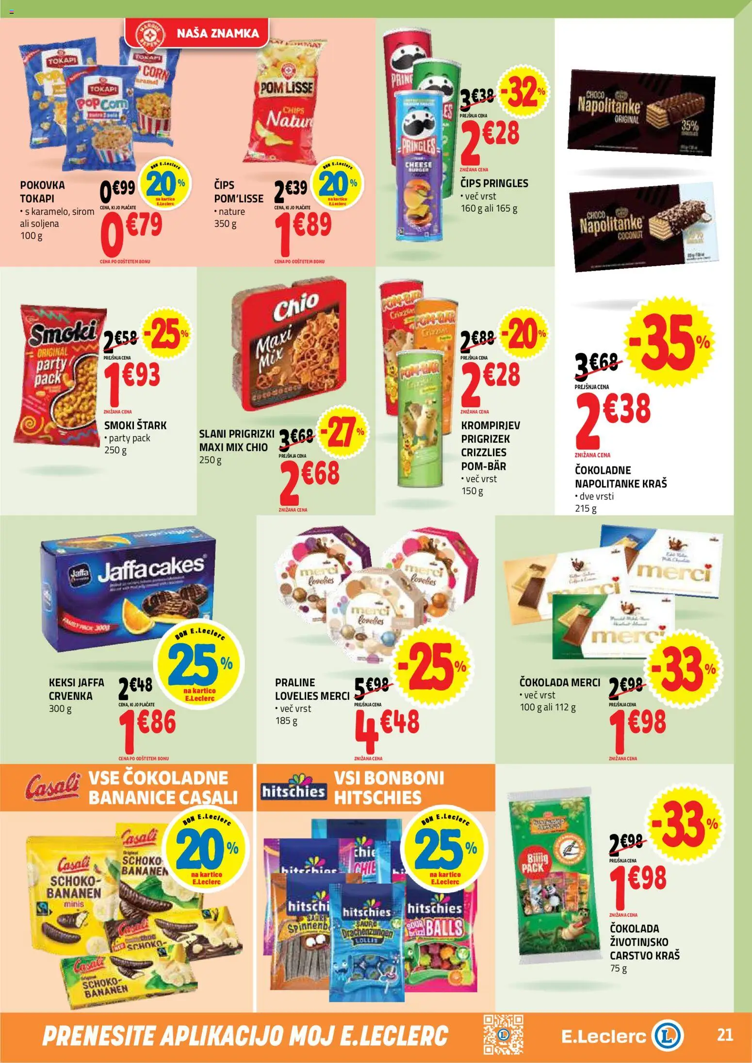 Novi E.leclerc katalog ponudbe – veljaven od 26.08.2026 | Stran: 21 | Izdelki: Napolitanke, Keksi, Bonboni, Prigrizki