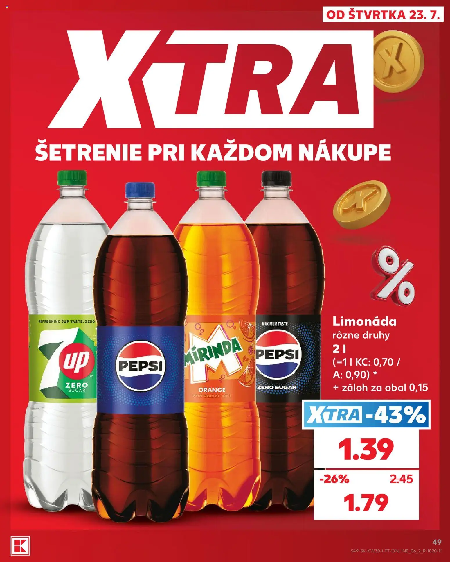 Nové Kaufland akcie – leták je platný od 23.07.2026 | Strana: 49 | Produkty: Pepsi, Mirinda