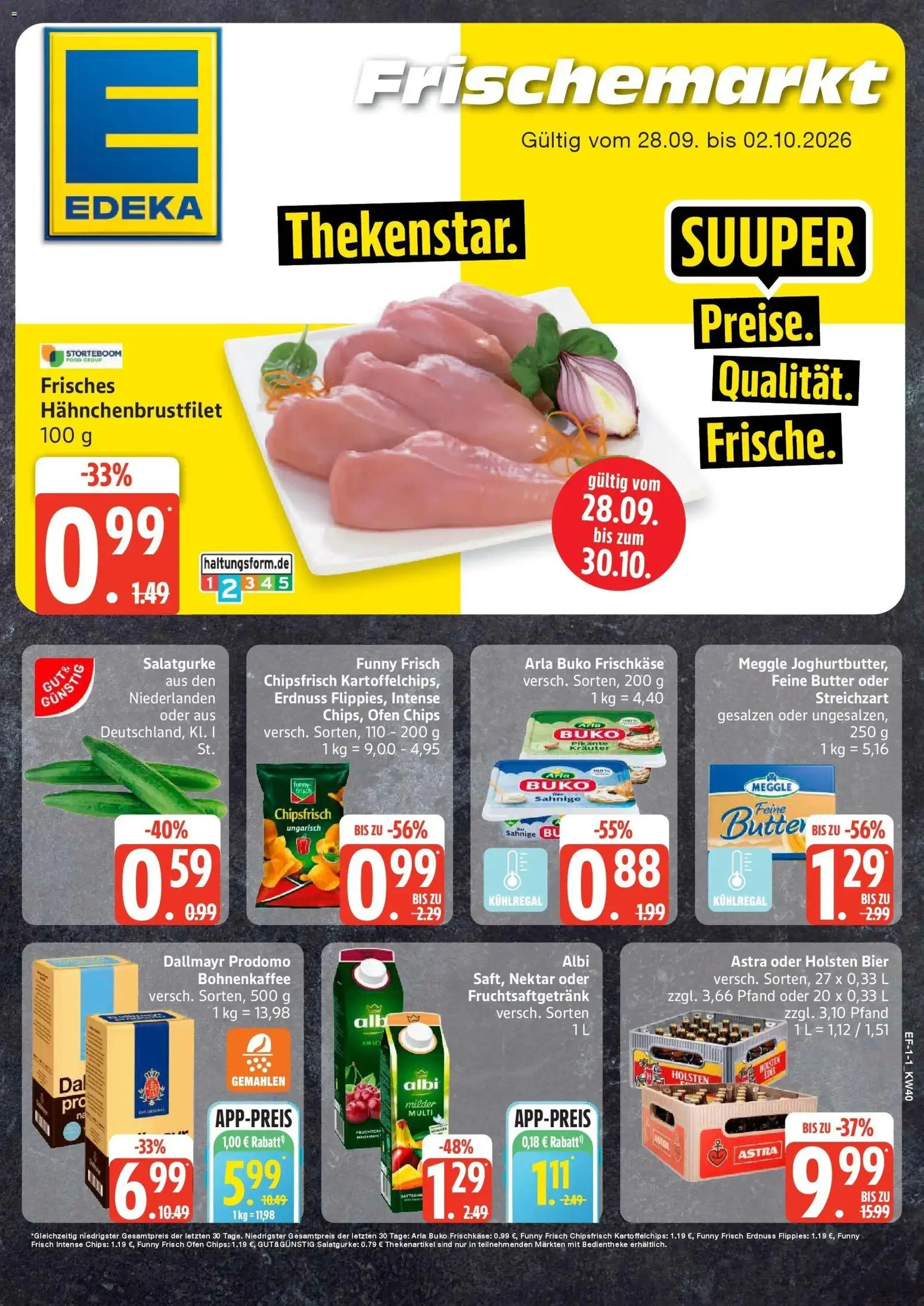 Edeka Prospekt Schellhorn (ab 28.09.2026) » Angebote Online | Seite: 1 | Produkte: Ofen, Bier, Arla buko, Dallmayr prodomo