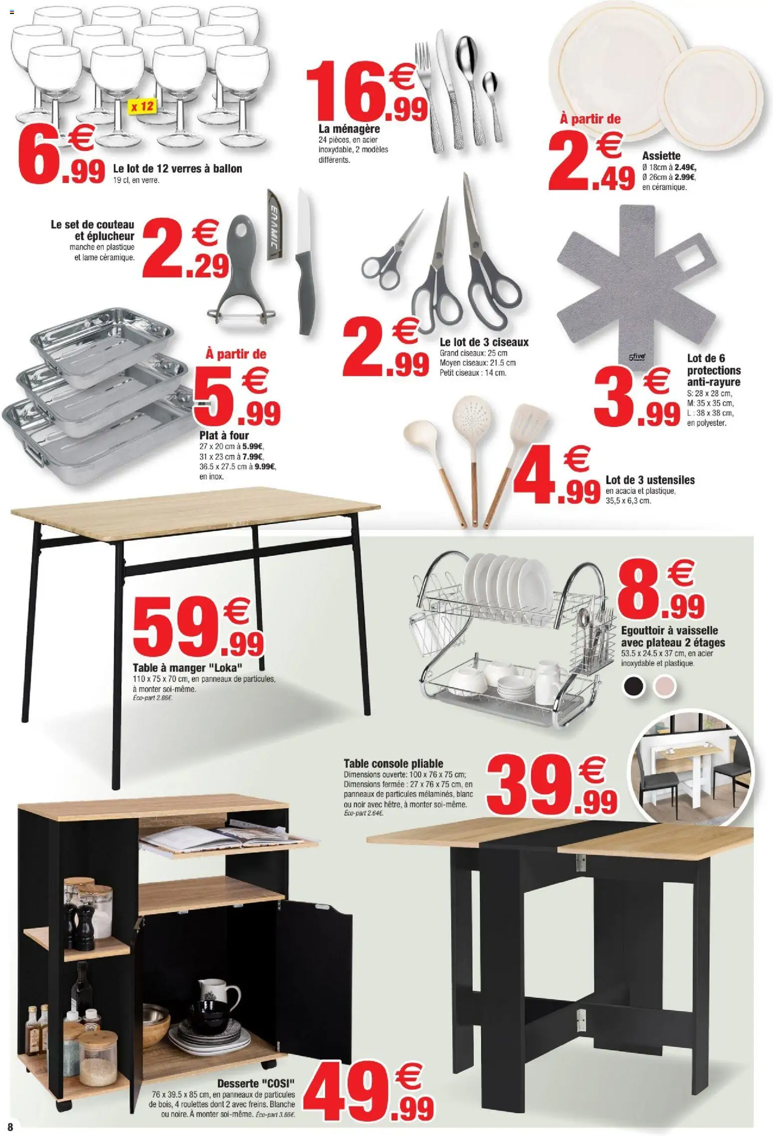 {H1} | Page: 8 | Produits: Vaisselle, Four, Table, Ciseaux