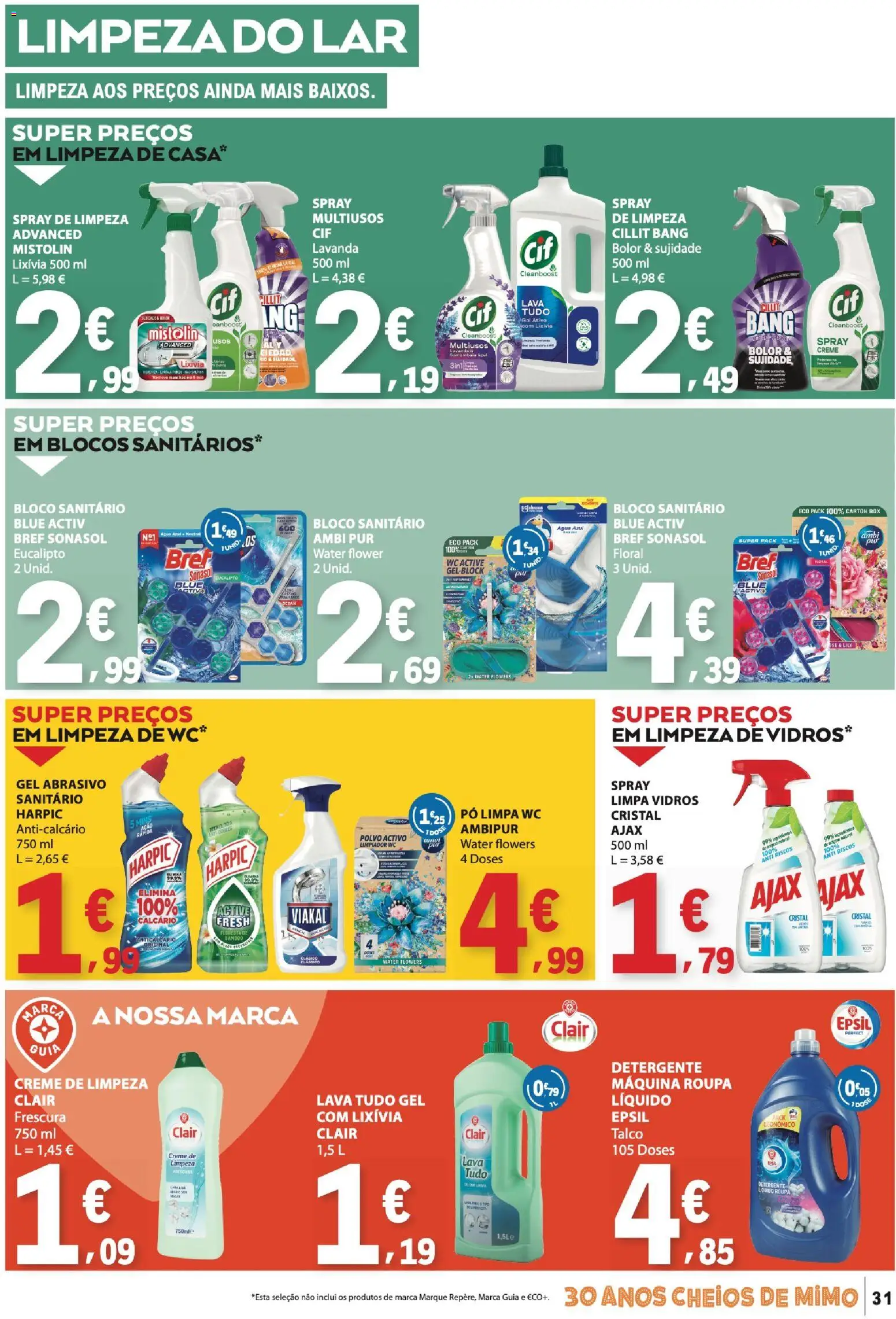 E.Leclerc folheto │ válido de 16.04.2026 | Página: 31 | Produtos: Agua, Polvo, Detergente, Creme