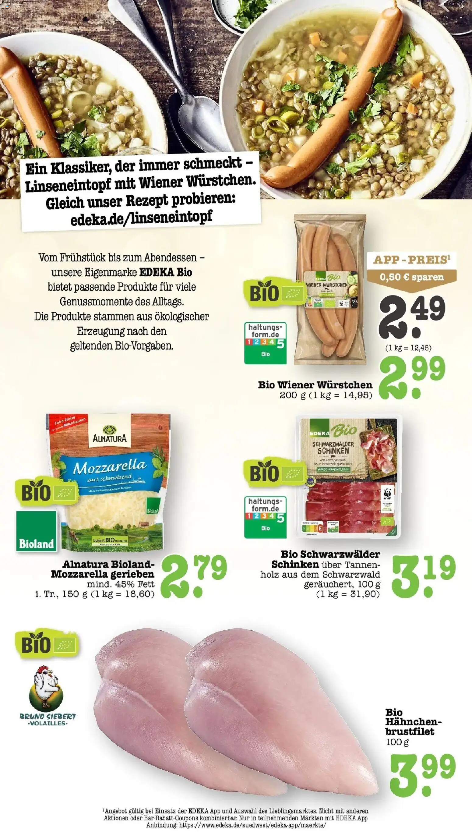 E center Prospekt Karlsruhe (ab 05.10.2026) zum Blättern | Seite: 49 | Produkte: Hahnchen, Wiener wurstchen, Mozzarella, Schinken