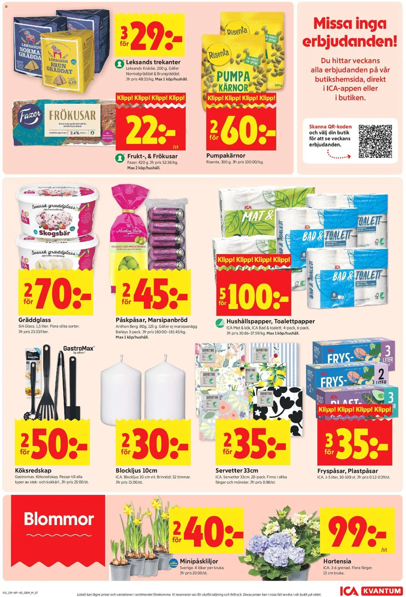 ICA Kvantum reklamblad aktuell från 09.03.2026 | Sida: 7 | Produkter: Toalettpapper, Galler, Toalett, Pumpa