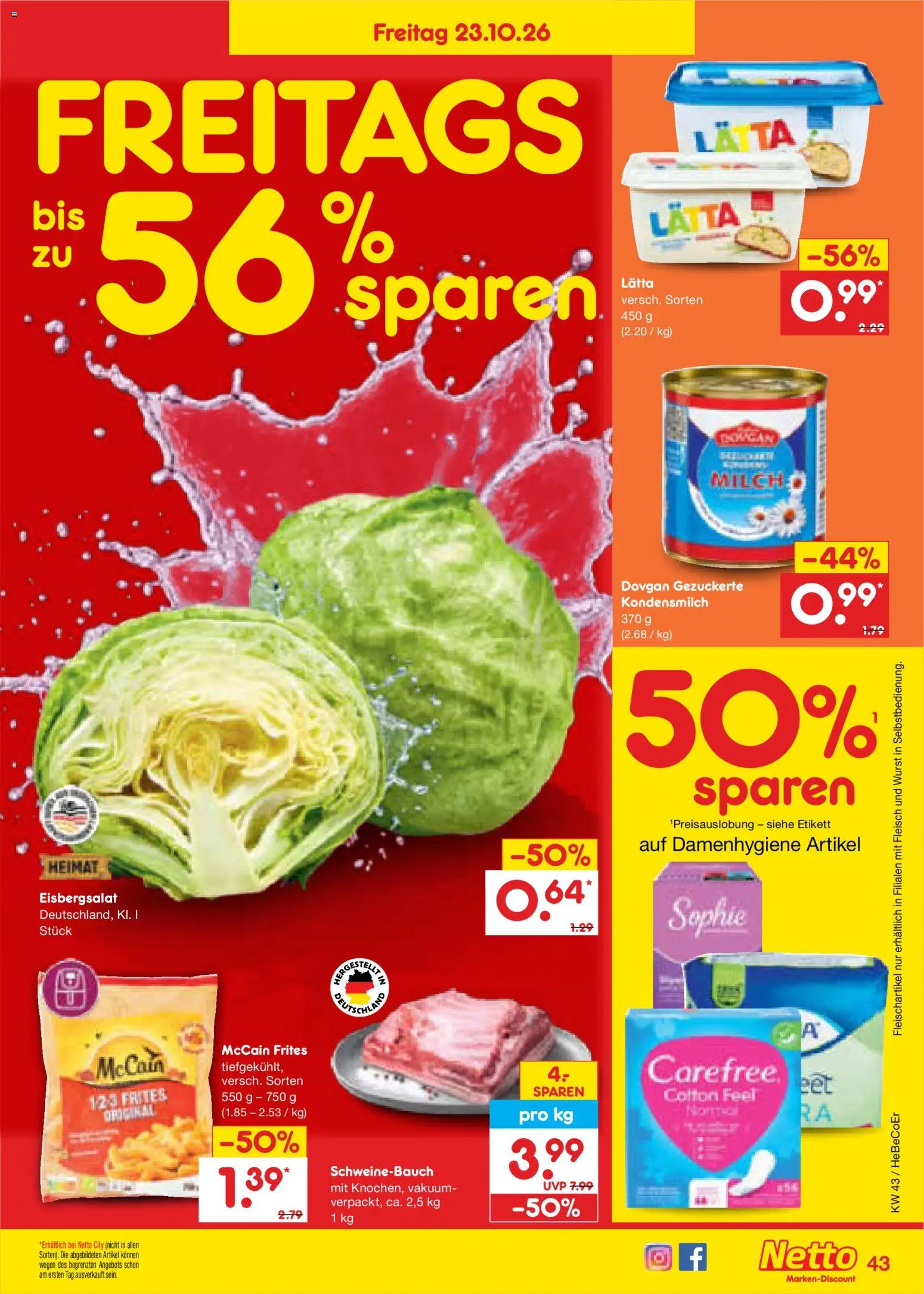 Netto Marken-Discount Prospekt – gültig ab 19.10.2026 | Seite: 59 | Produkte: Milch, Kondensmilch, Lätta, Fleisch