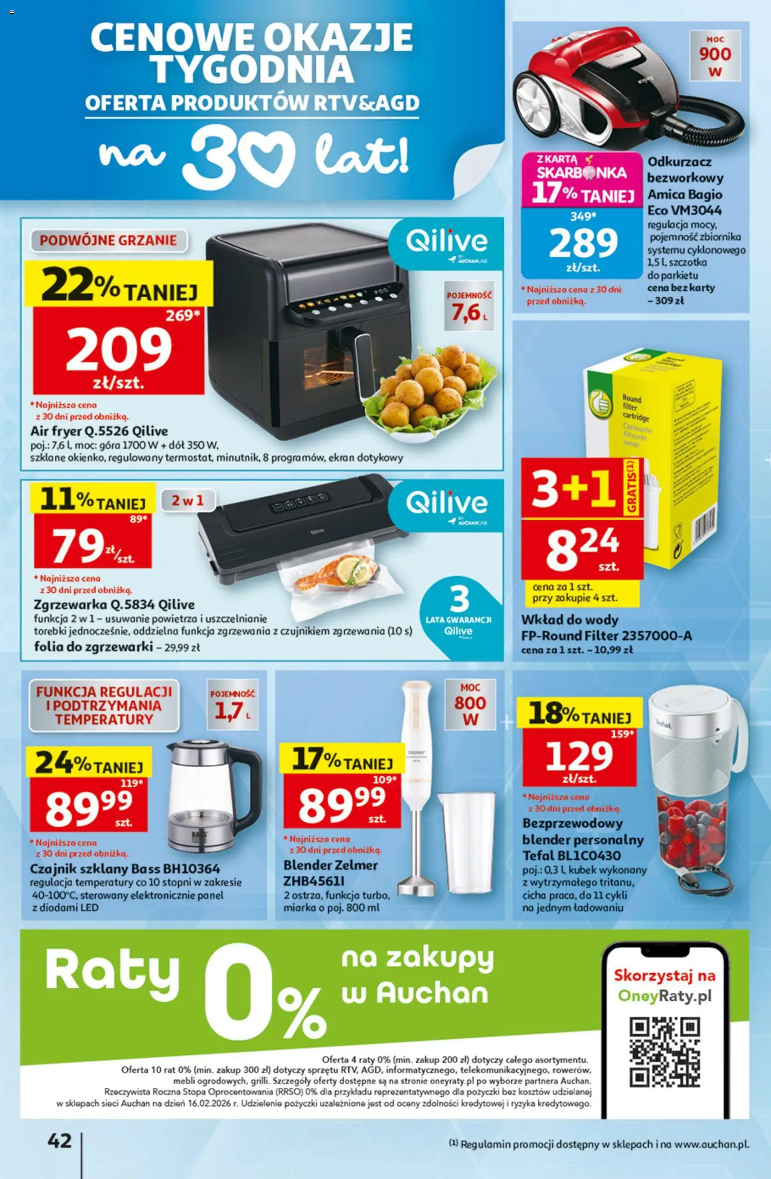 Auchan gazetka - 30 Lat Hipermarket od 25.06.2026 | Strona: 42 | Produkty: Czajnik, Odkurzacz, Szczotka, Tefal