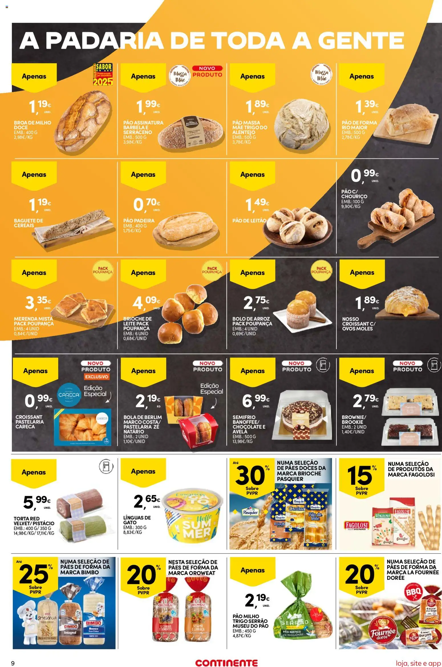 Continente Semanal Continente Bom Dia │ válido de 14/07/2026 | Página: 9 | Produtos: Pão, Chocolate, Doces, Torta