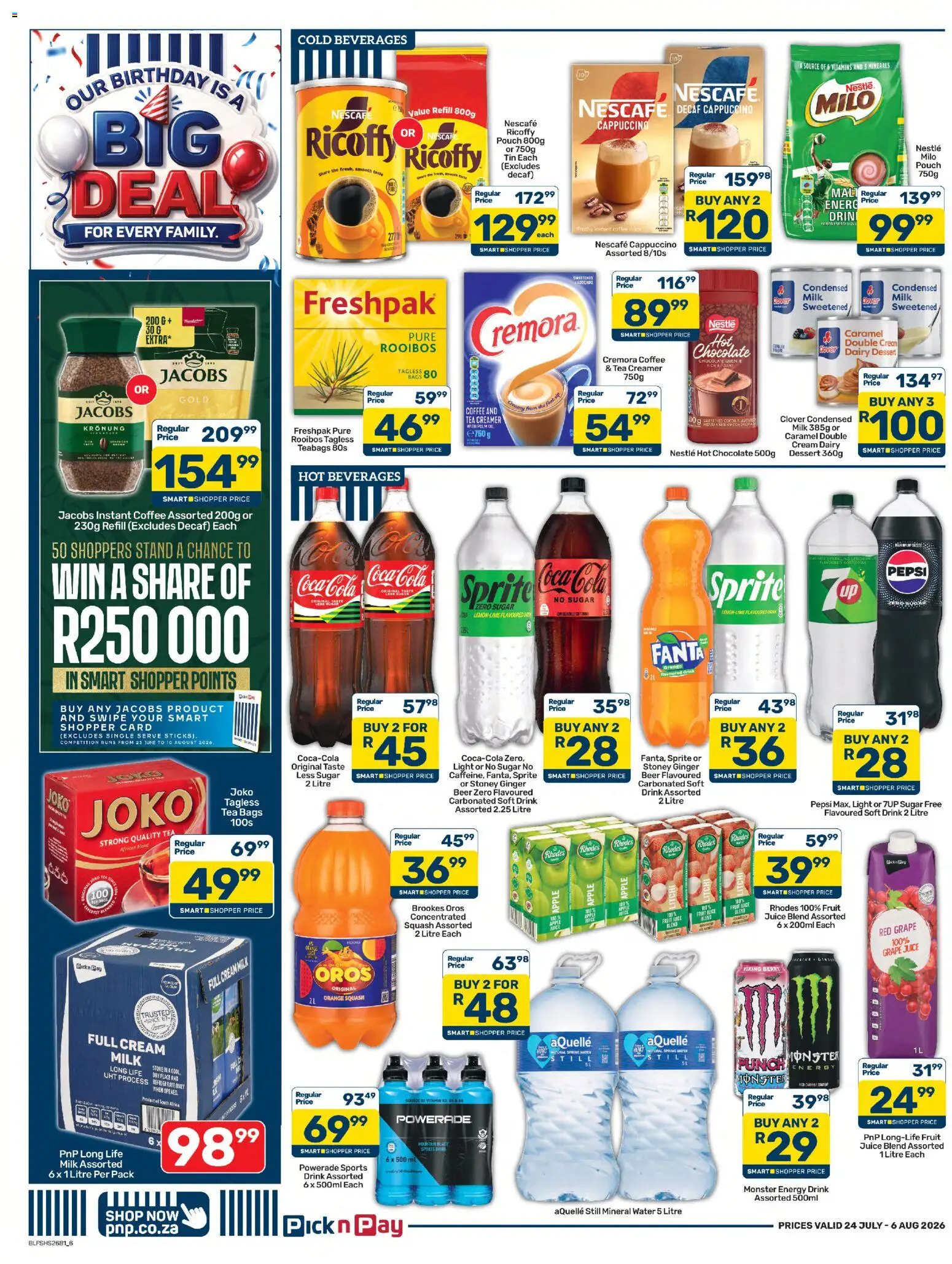 New Pick n Pay catalogue – valid from 24/07/2026 | Page: 6 | Products: Chocolate, Fanta, Cream, Sugar