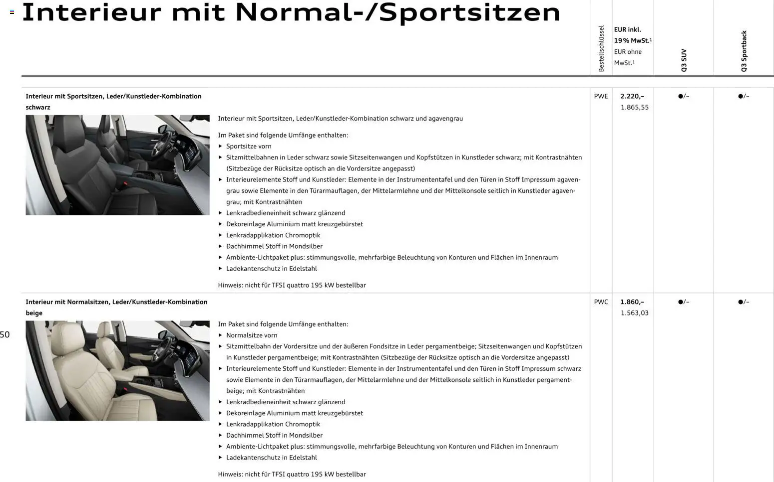 Audi Q3 – gültig ab 02.10.2026 | Seite: 50