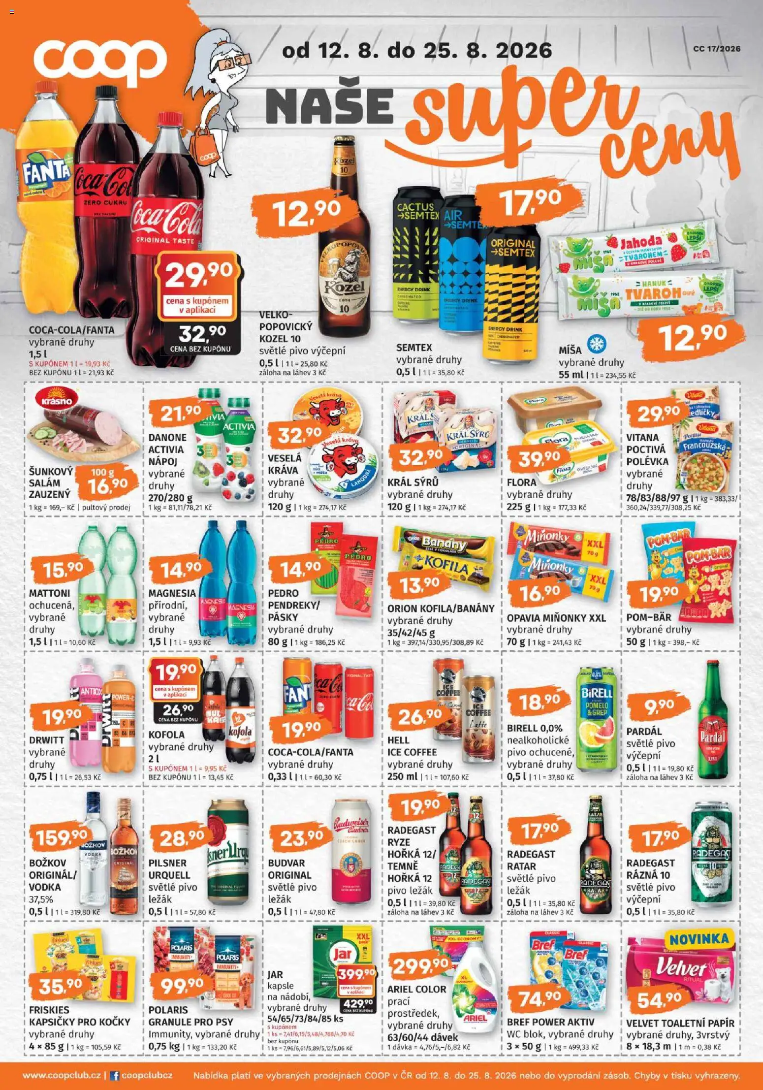 Konzum leták od 12.08.2026 | Strana: 4 | Produkty: Salám, Kozel 10, Pivo Pardál, Kapsičky