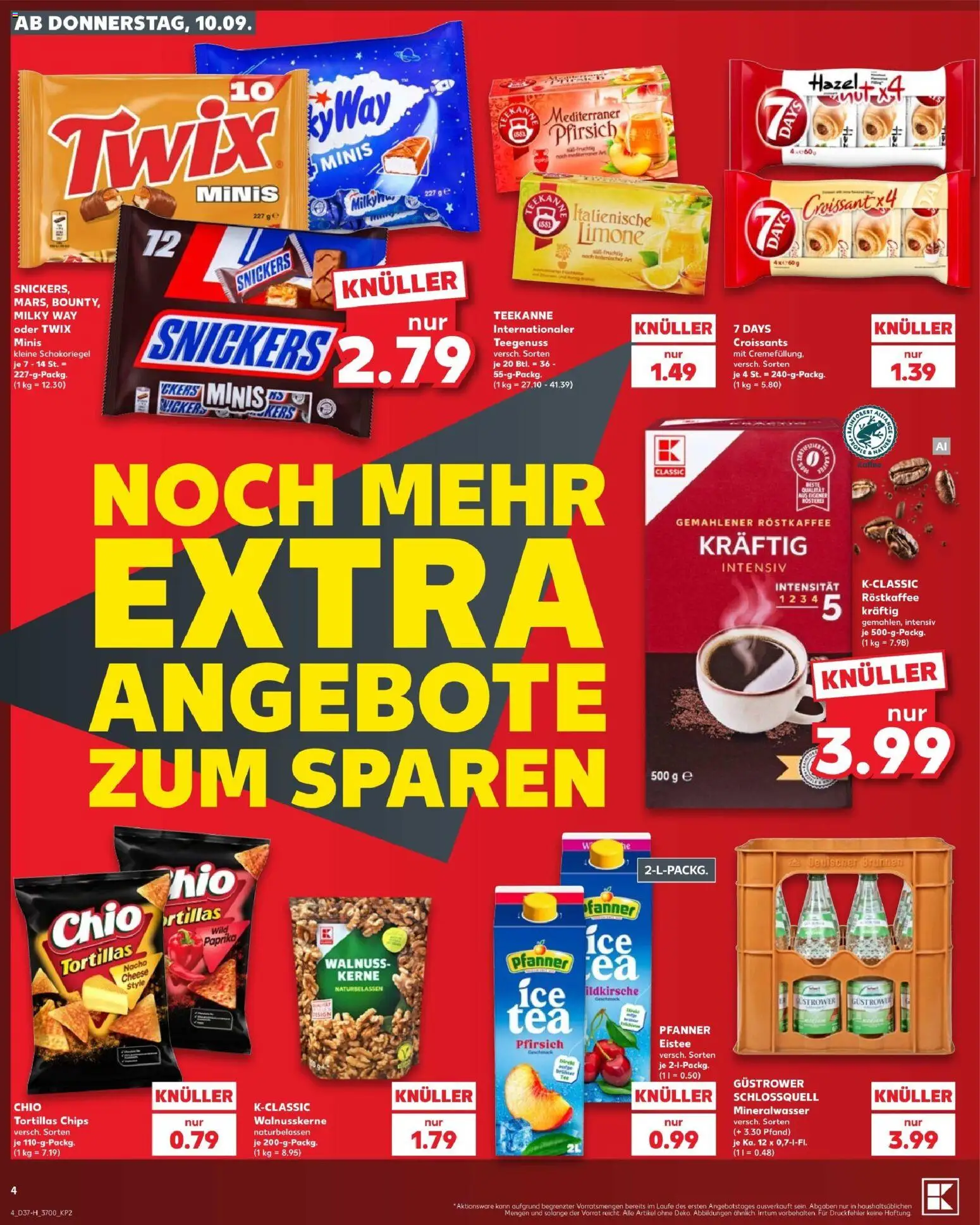 Kaufland Prospekt Rostock – gültig ab 10.09.2026 | Seite: 4 | Produkte: Mineralwasser, Twix, Croissant, Paprika