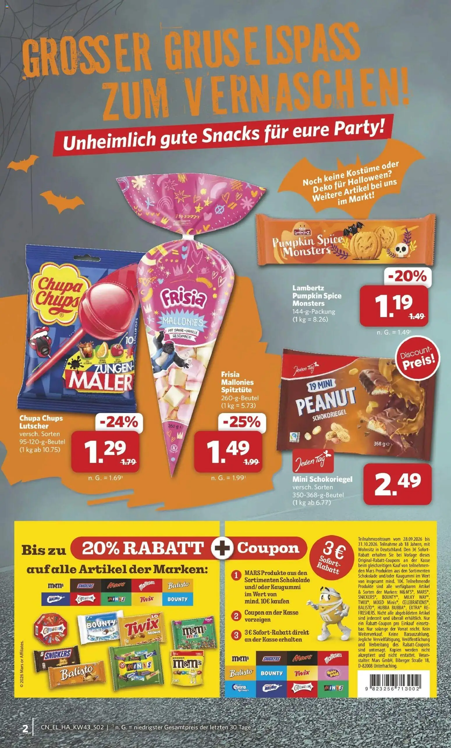 Combi Halloween-Sonderangebote – gültig ab 19.10.2026 | Seite: 2 | Produkte: Schokolade, Snickers, Mars, Twix