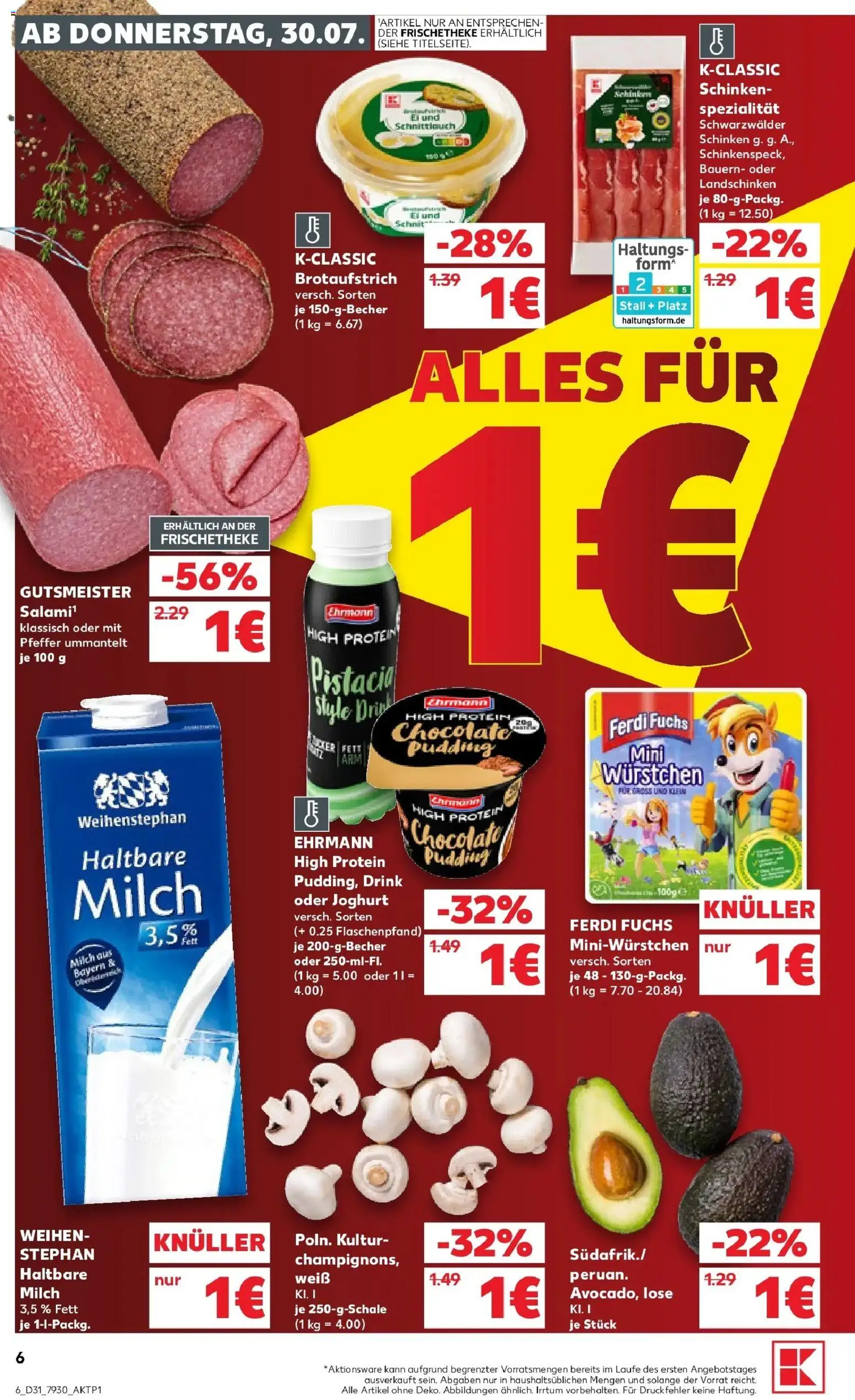 Kaufland Prospekt Bad Oldesloe – gültig ab 30.07.2026 | Seite: 6 | Produkte: High protein pudding, Milch, Pfeffer, Schinken