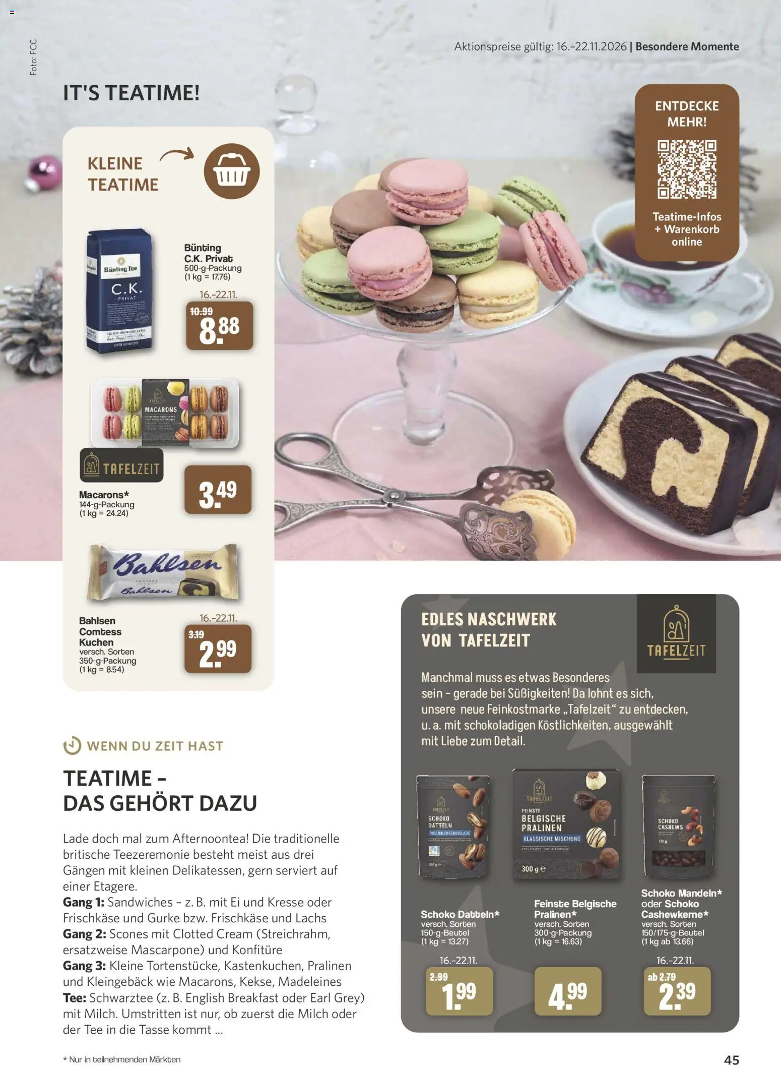 Famila Nordwest myTime November 2026 – gültig ab 26.10.2026 | Seite: 45 | Produkte: Mascarpone, Lachs, Madeleines, Kuchen
