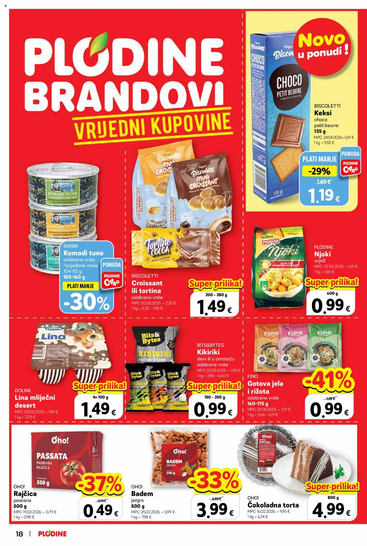 Plodine katalog | vrijedi od 20.05.2026 | Stranica: 20 | Proizvodi: Keksi, Čokolada, Njoki, Torta