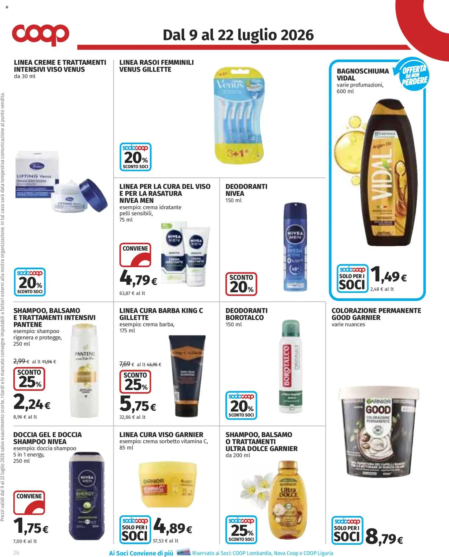Volantino COOP del 09/07/2026 | Pagina: 26 | Prodotti: Shampoo, Balsamo, Data, Doccia