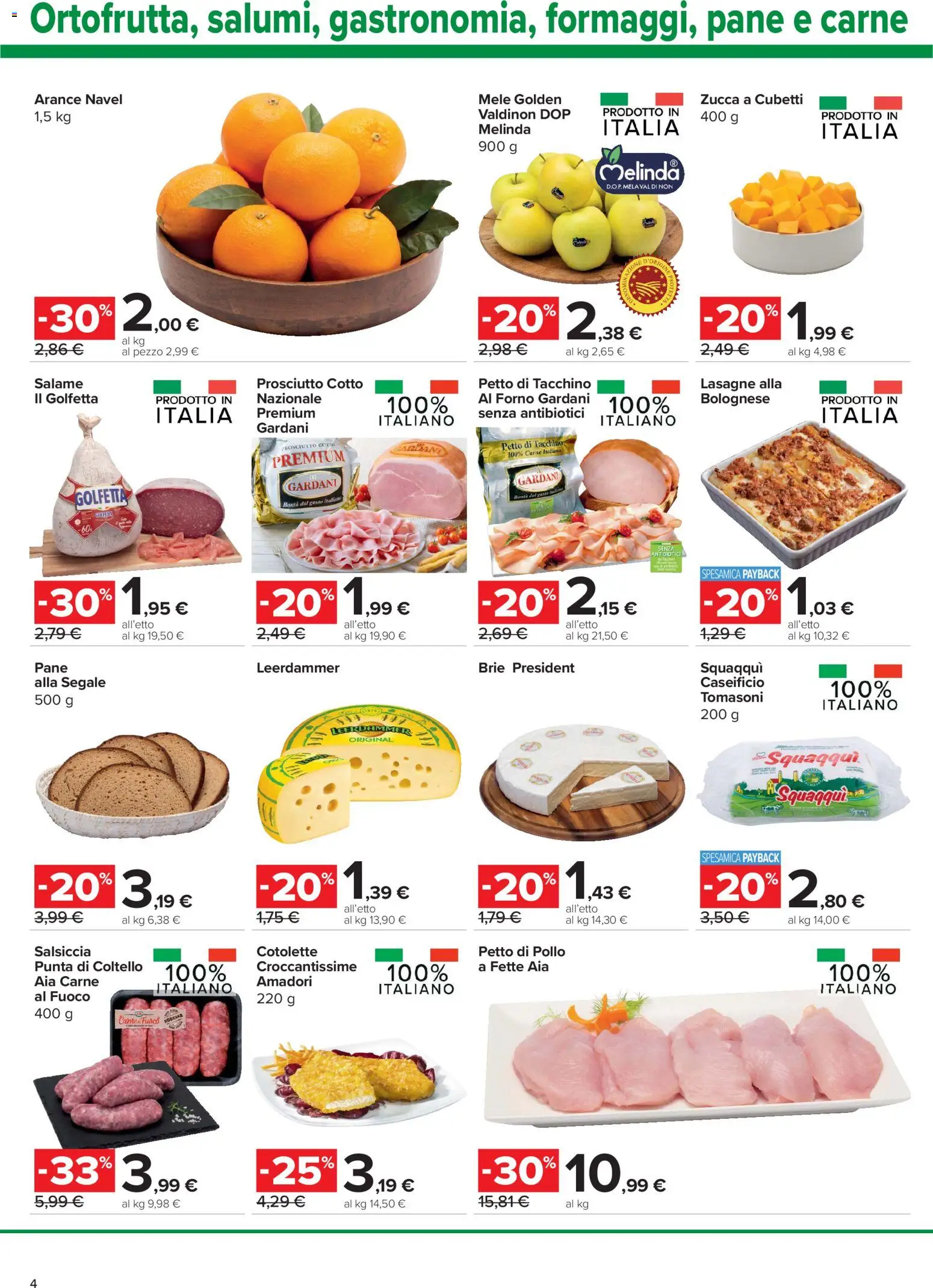 Volantino Carrefour del 22/10/2026 | Pagina: 4 | Prodotti: Pane, Arance, Tacchino, Petto di tacchino