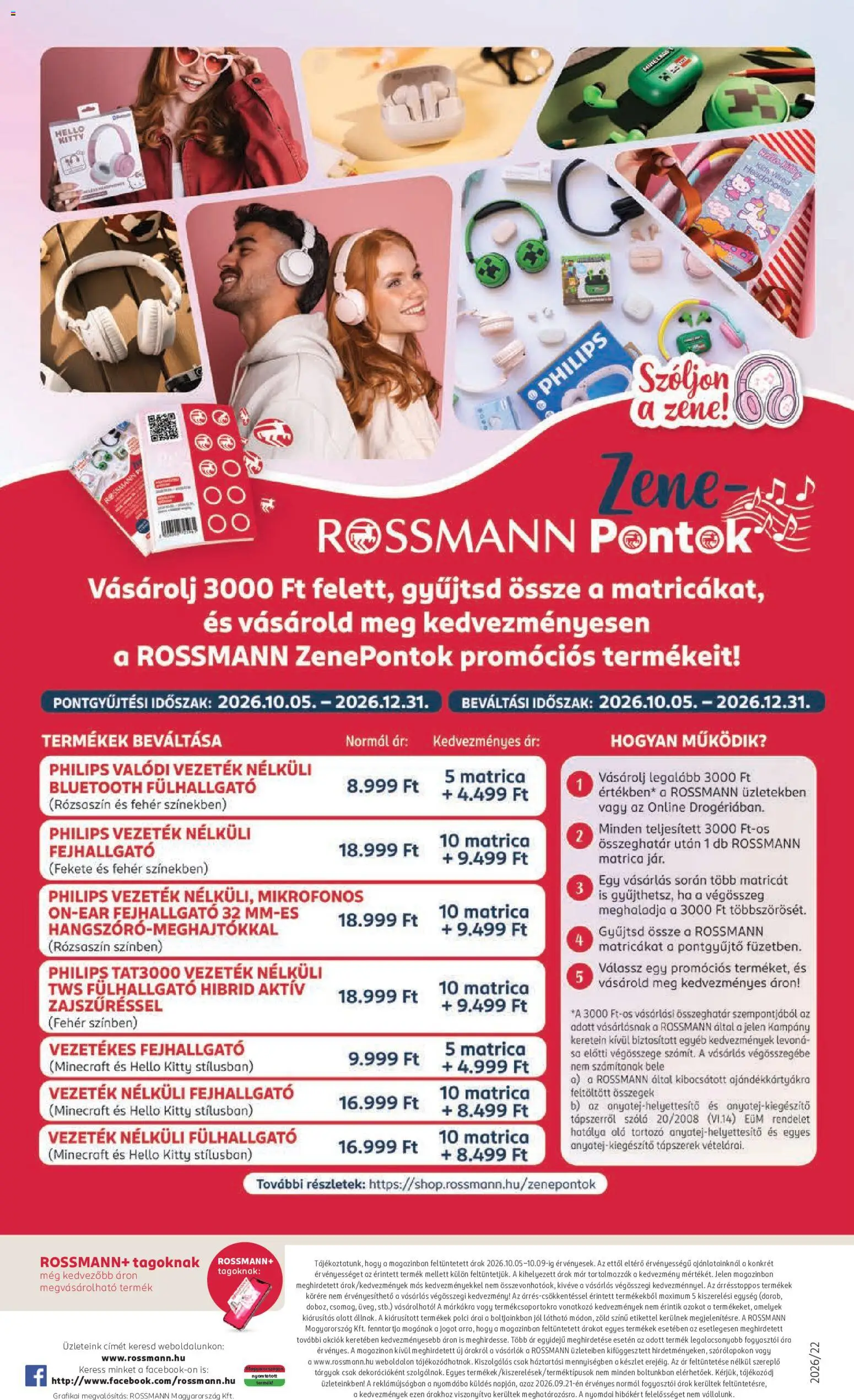 Rossmann akciós ujság - amely érvényes a következő dátumtól: 2026.10.05. | Oldal: 24 | Termékek: Szőlő, Fülhallgató, Fejhallgató, Minecraft