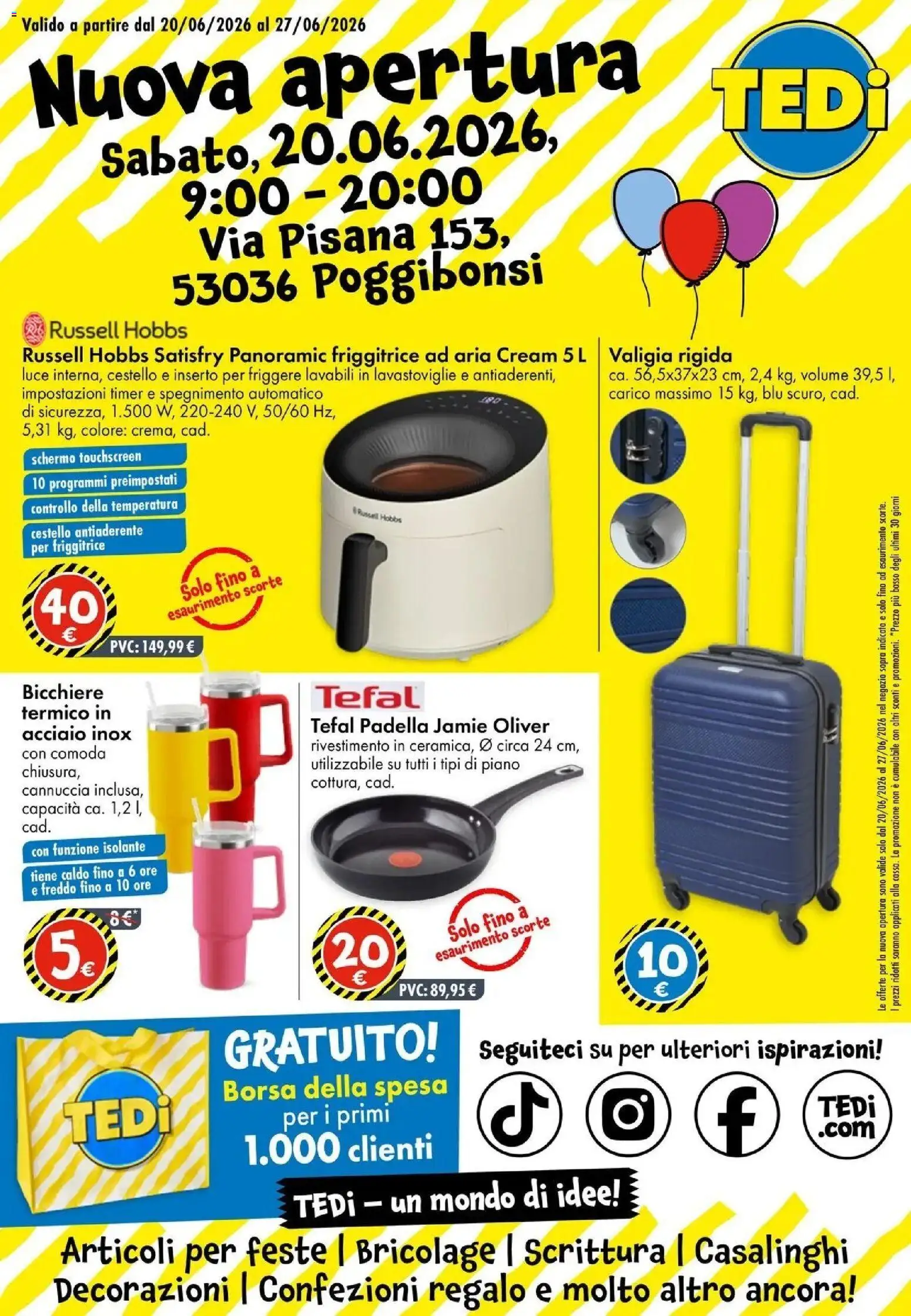 Volantino TEDi del 16.06.2026 | Pagina: 1 | Prodotti: Valigia, Padella, Friggitrice, Decorazioni