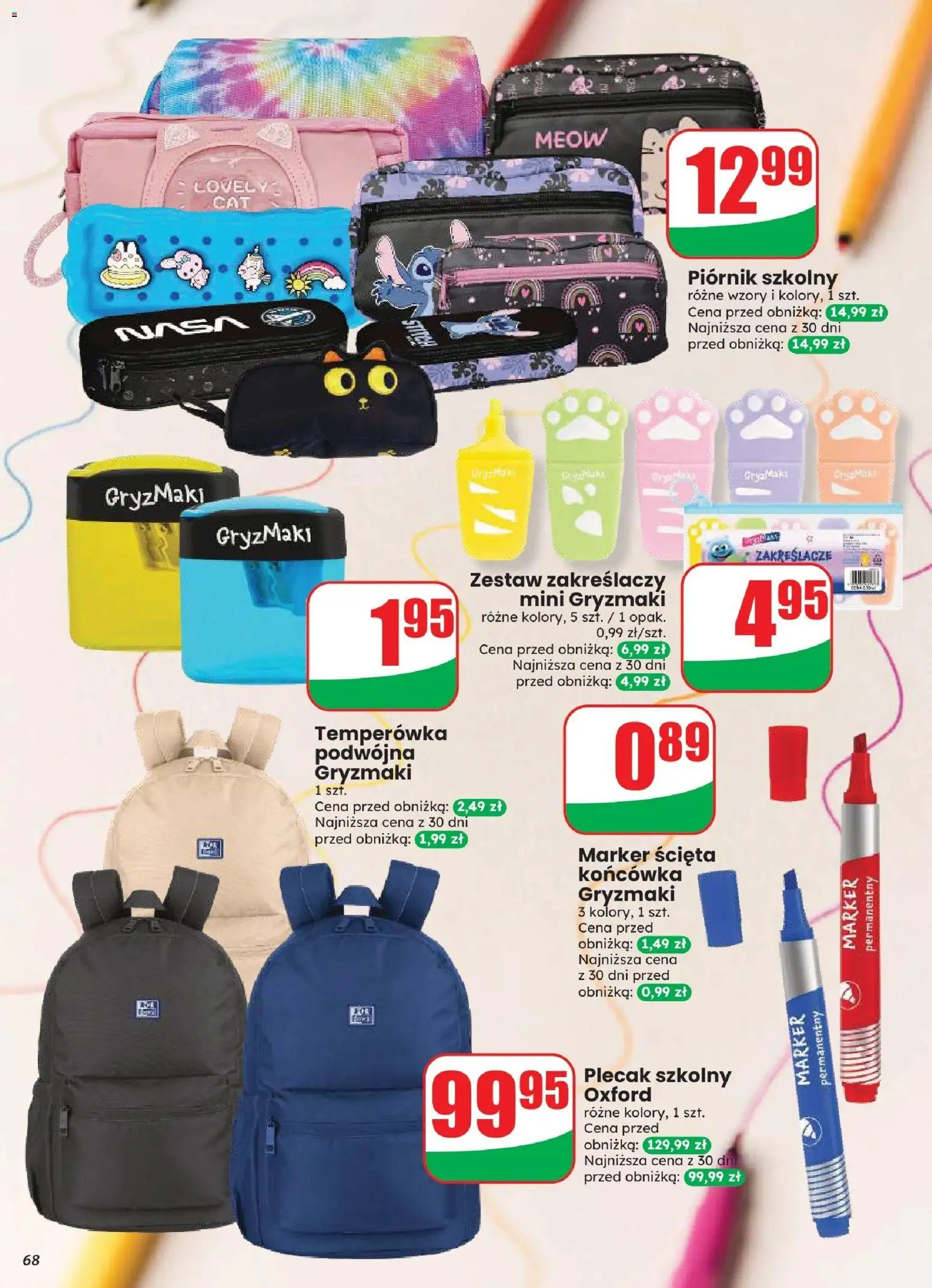 Dino gazetka od 12.08.2026 | Strona: 68 | Produkty: Plecak, Temperówka, Gry, Piórnik
