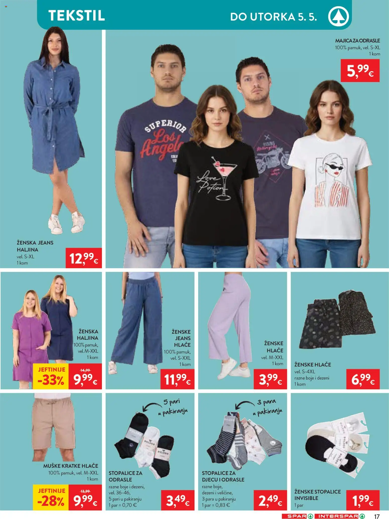 Spar katalog | vrijedi od 22.04.2026 | Stranica: 22 | Proizvodi: Majica, Hlače, Kratke hlače, Haljina