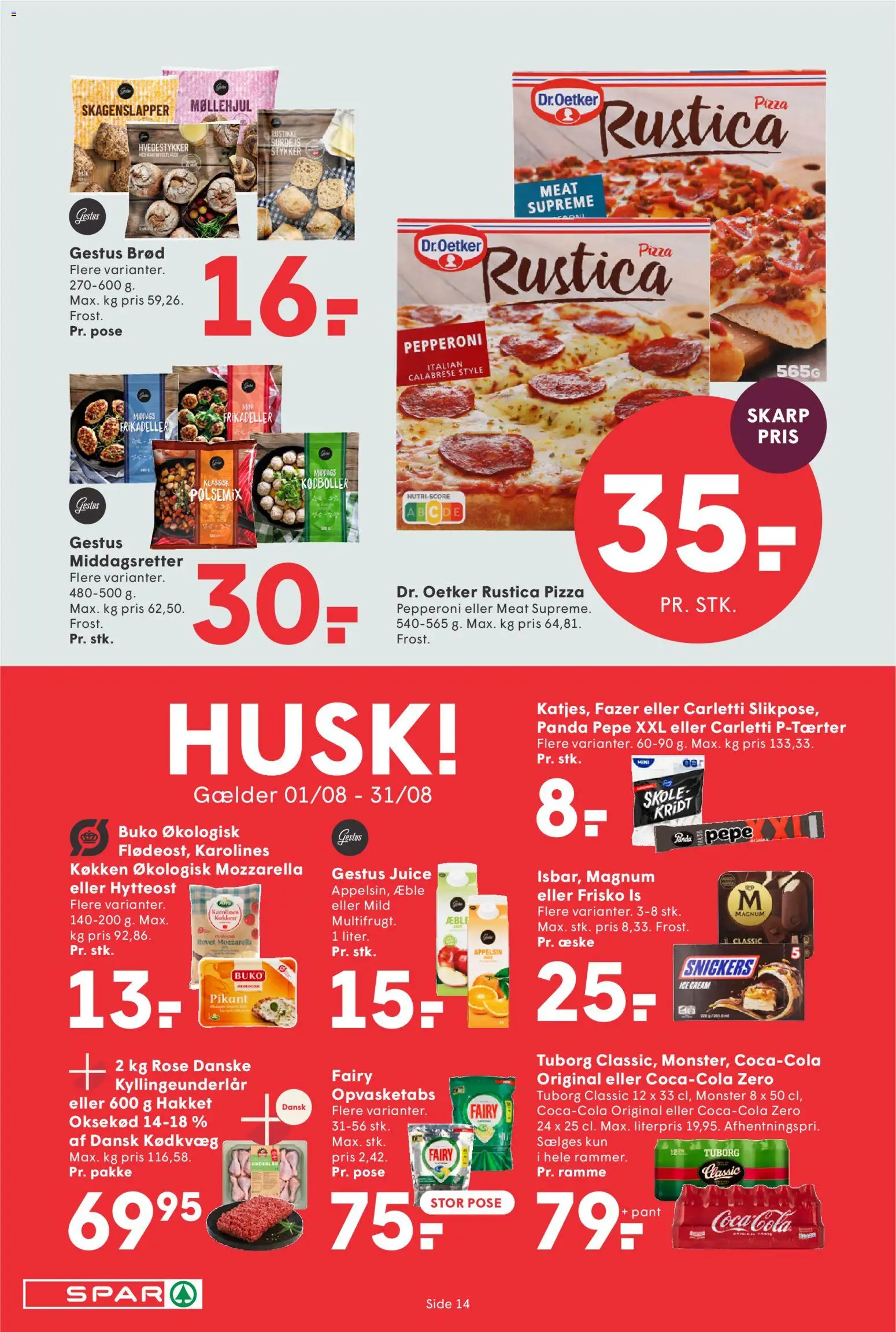 Spar tilbudsavis – gyldig fra 07/08/2026 | Side: 15 | Produkter: Brød, Juice, Is, Frikadeller