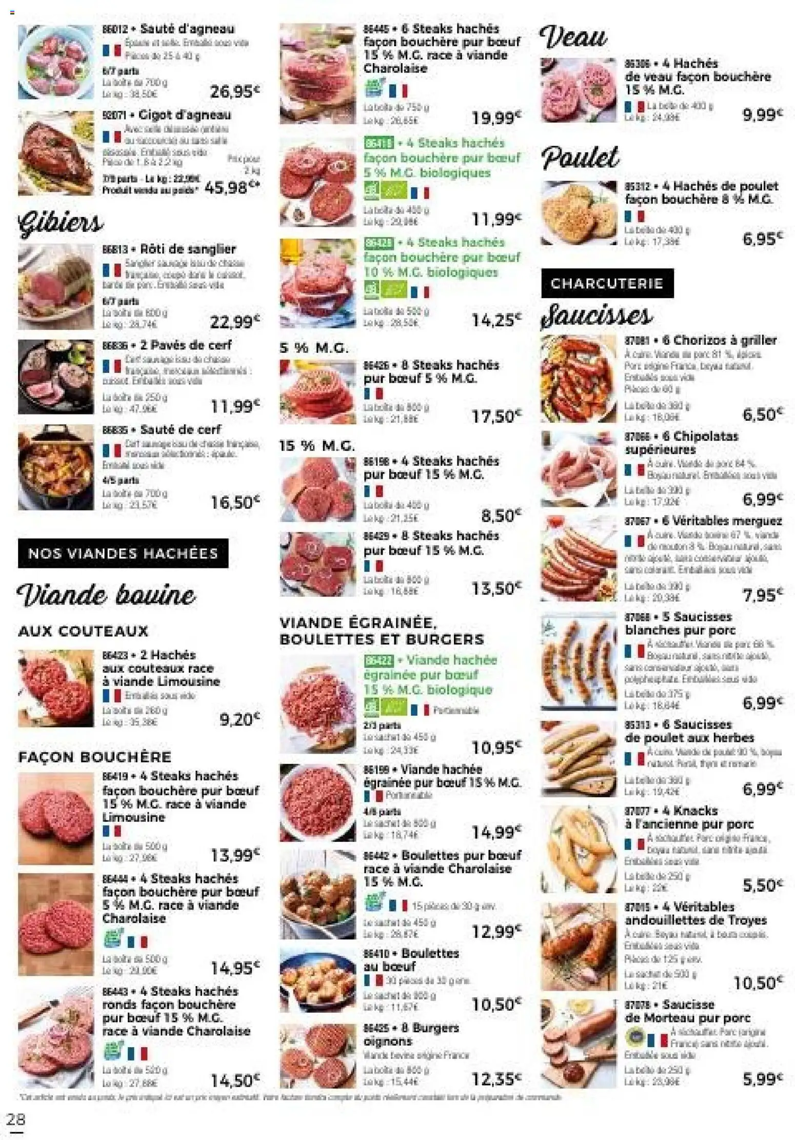 {H1} | Page: 34 | Produits: Viande hachée, Steaks hachés façon, Porc, Viande bovine