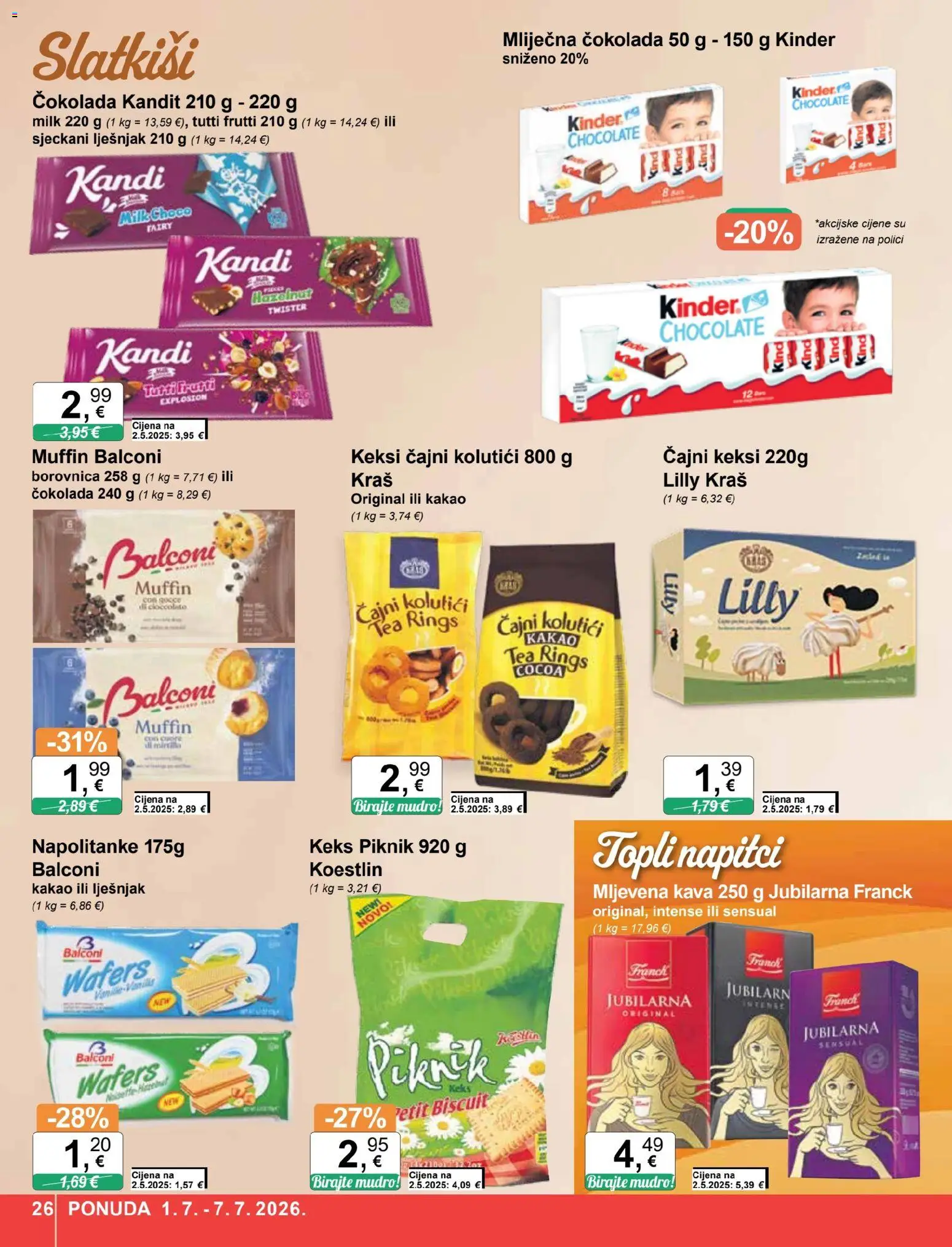 KTC katalog | vrijedi od 01.07.2026 | Stranica: 26 | Proizvodi: Čajni kolutići, Keksi, Čokolada, Keks