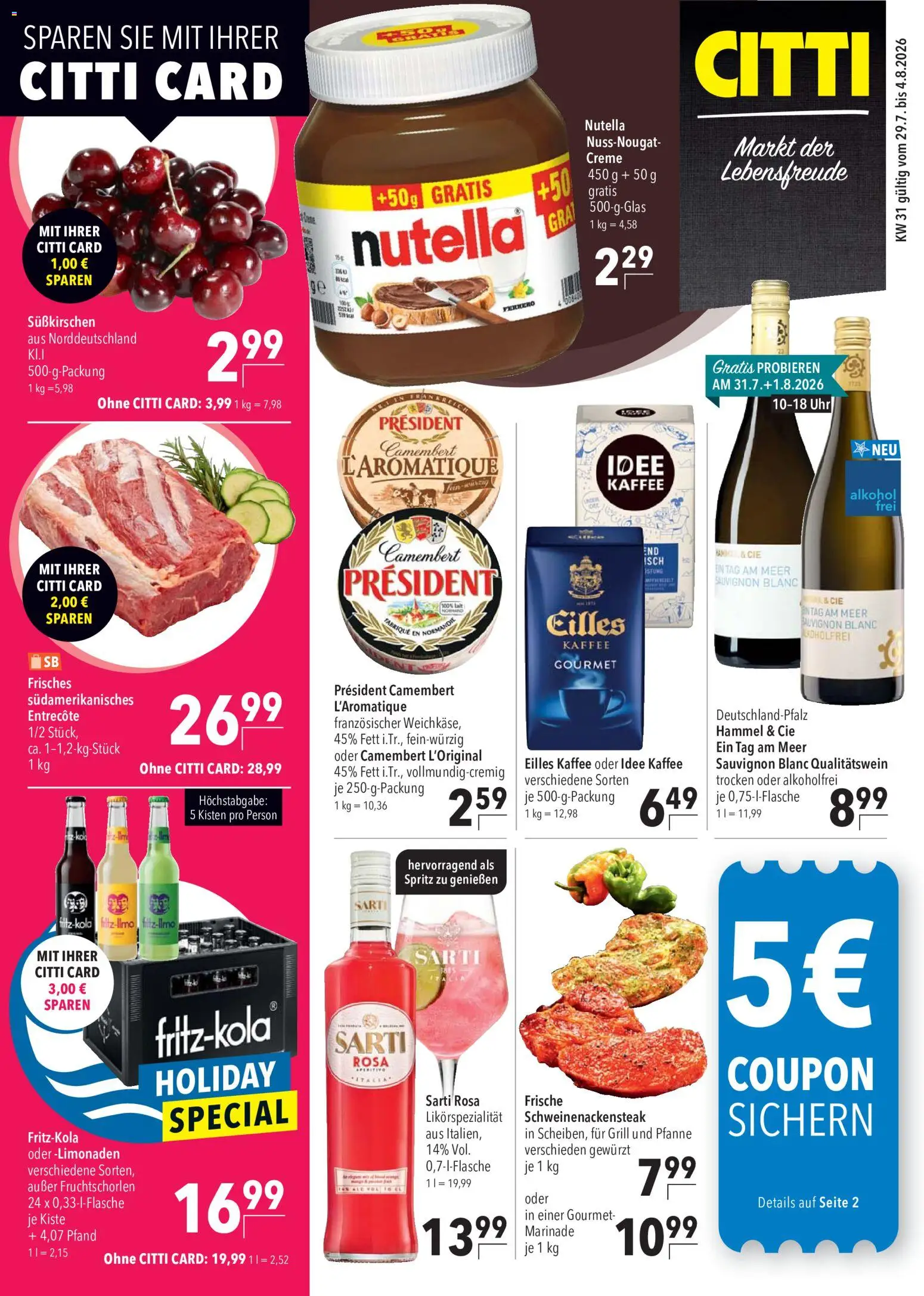 CITTI Markt Prospekt – gültig ab 29.07.2026 | Seite: 1 | Produkte: Idee kaffee, Kaffee, Entrecote, Grat