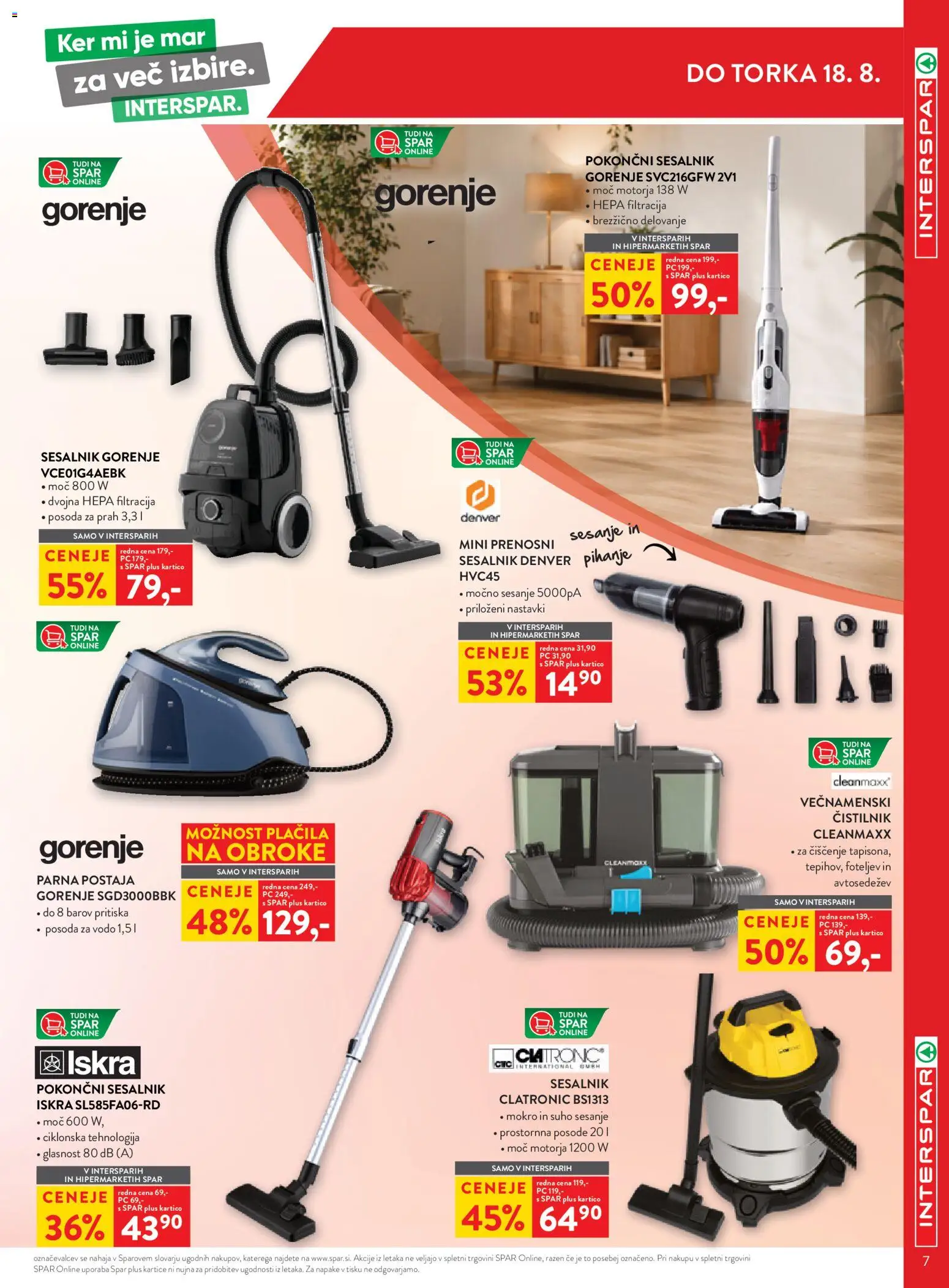 Novi Spar katalog ponudbe – veljaven od 05.08.2026 | Stran: 7 | Izdelki: Sesalnik