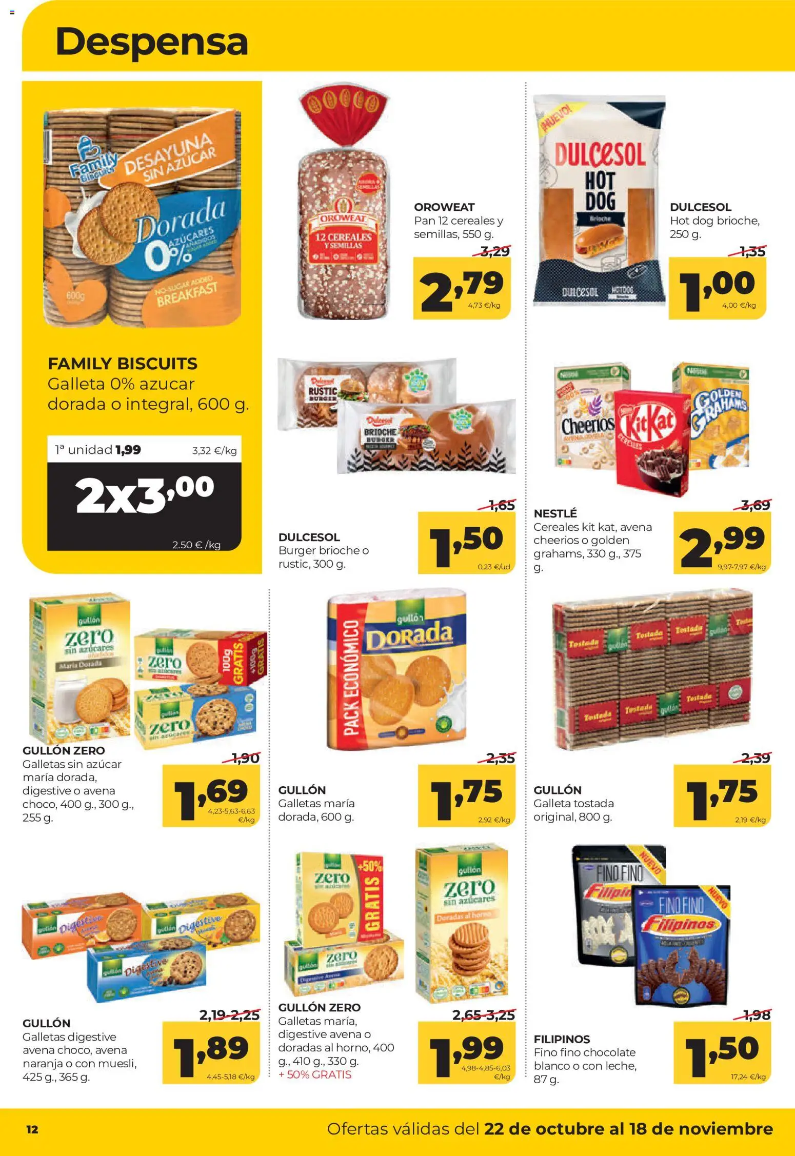 Alimerka folleto Asturias │ válido desde el 22/10/2026 | Página: 12 | Productos: Chocolate, Cereales, Horno, Azúcar