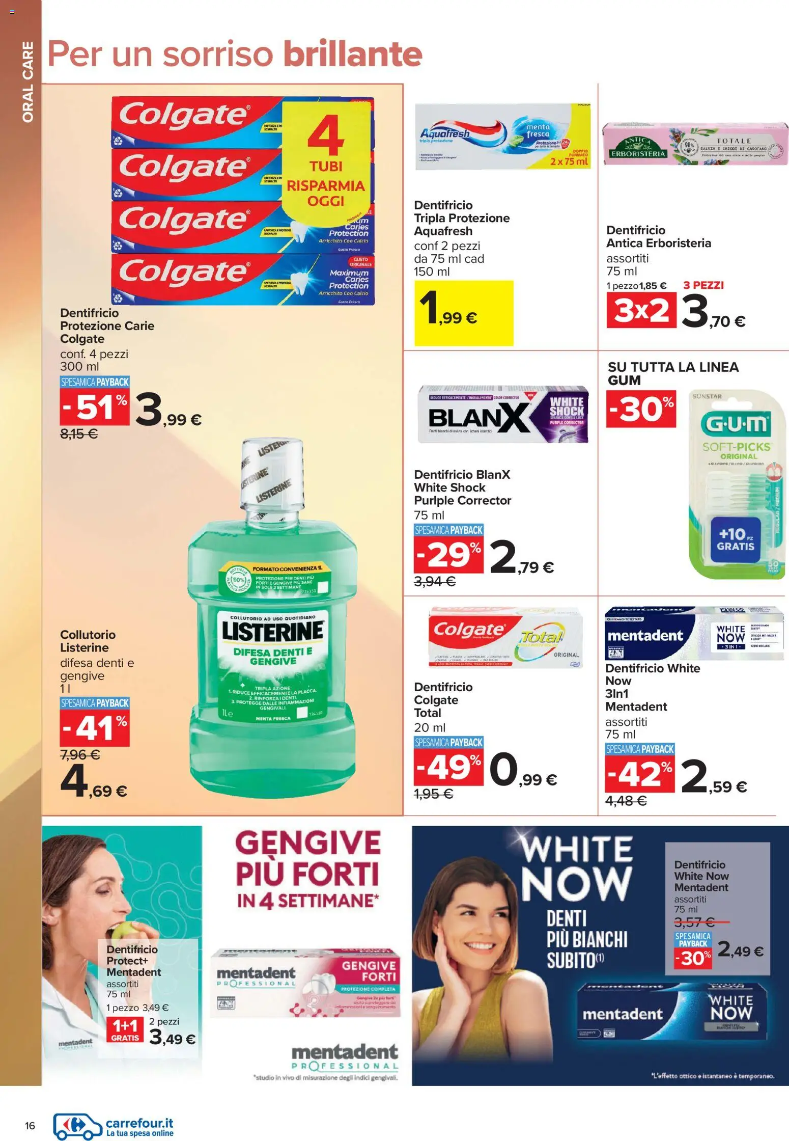Volantino Carrefour del 10/07/2026 | Pagina: 16 | Prodotti: Dentifricio, Collutorio, Menta