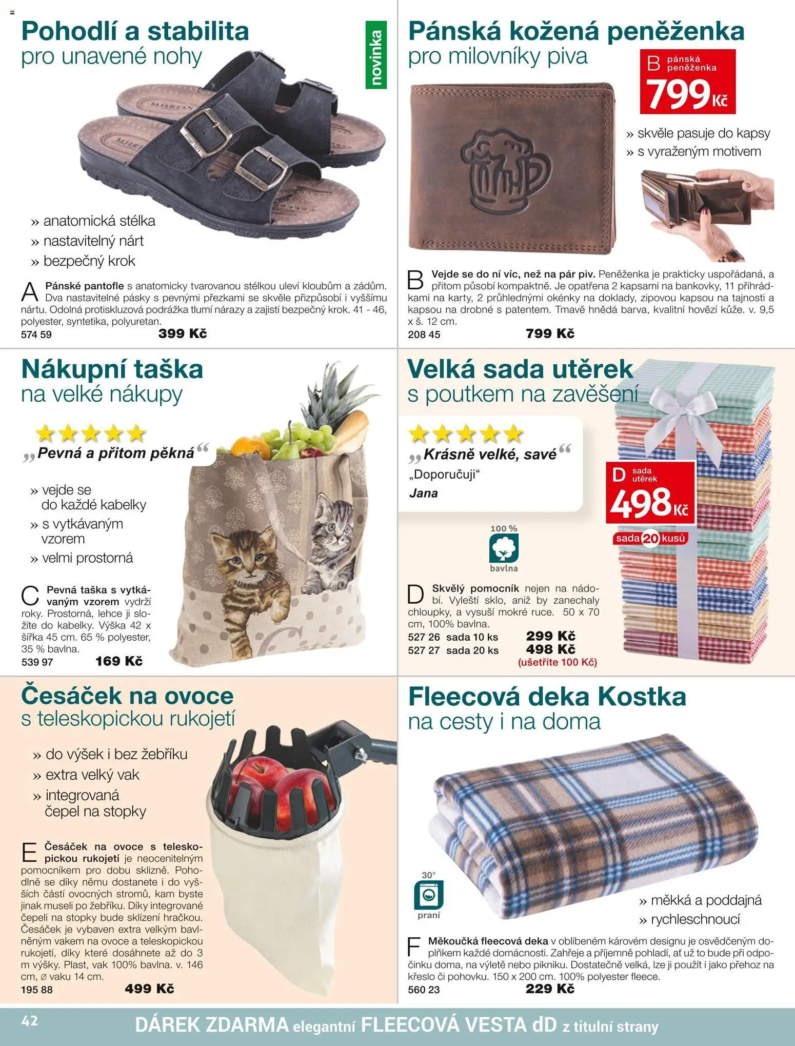 Decodoma katalog Podzim 2026 od 01.09.2026 | Strana: 42 | Produkty: Ovoce, Hovězí, Pantofle, Nákupní taška