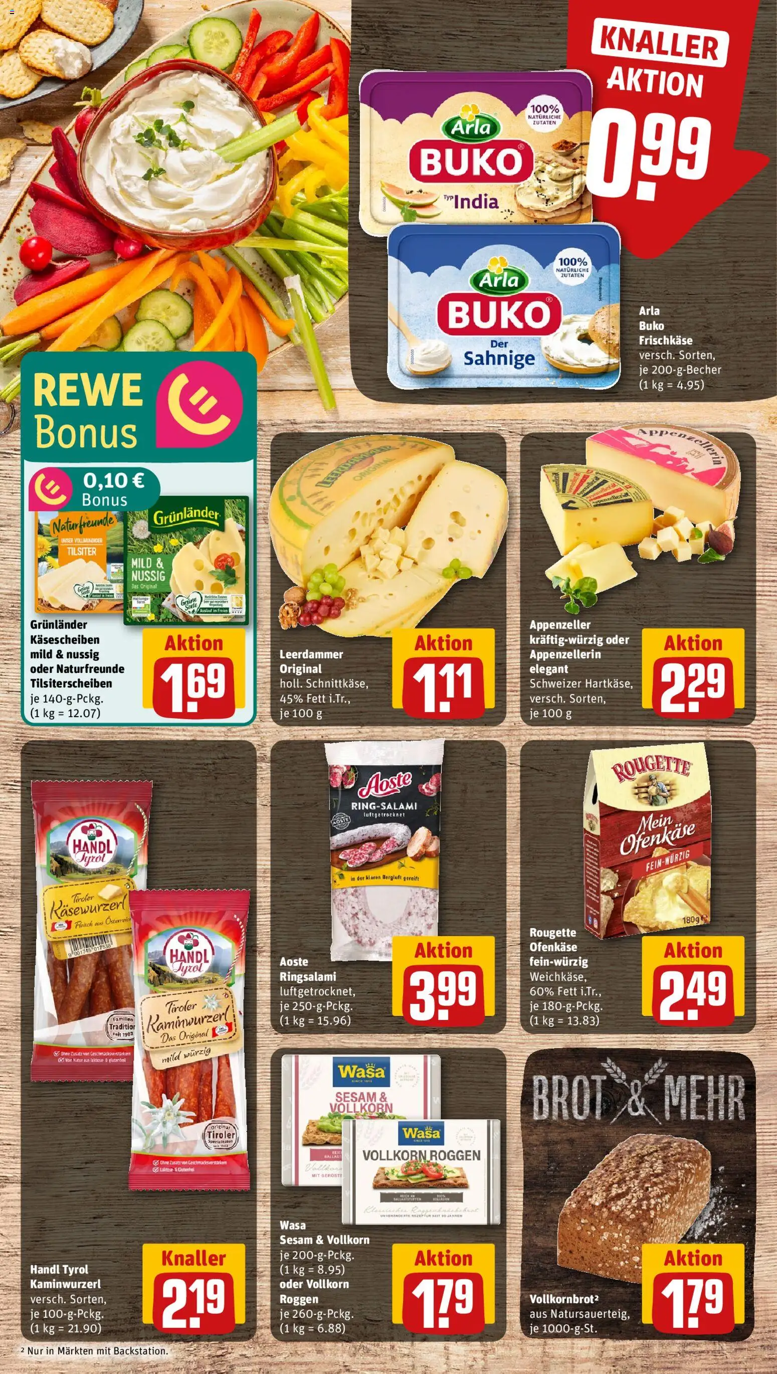 Rewe Prospekt 	 – gültig ab 23.02.2026 | Seite: 9 | Produkte: Arla buko, Brot, Salami, Frischkase